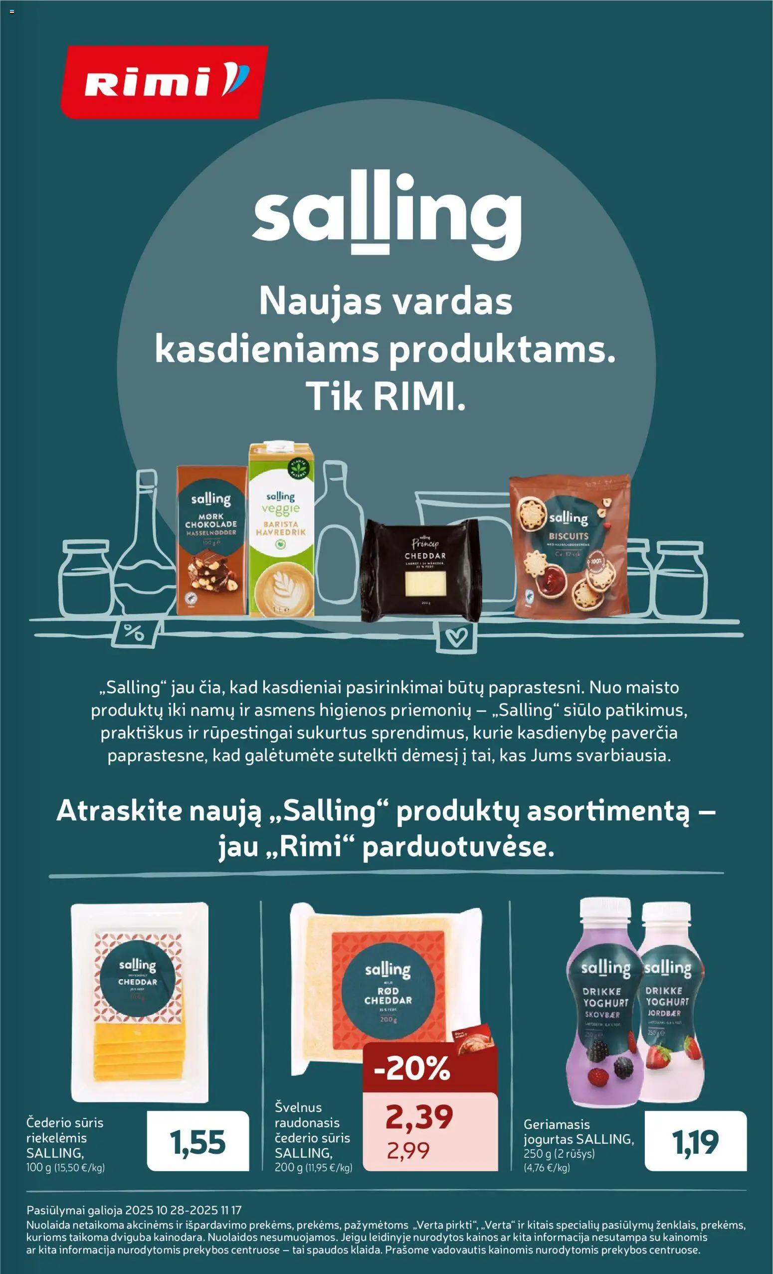 Rimi parduotuvės leidinio Leidinys - Salling prekių galiojančio nuo 2025.10.28 peržiūra - Sūris, Jogurtas
