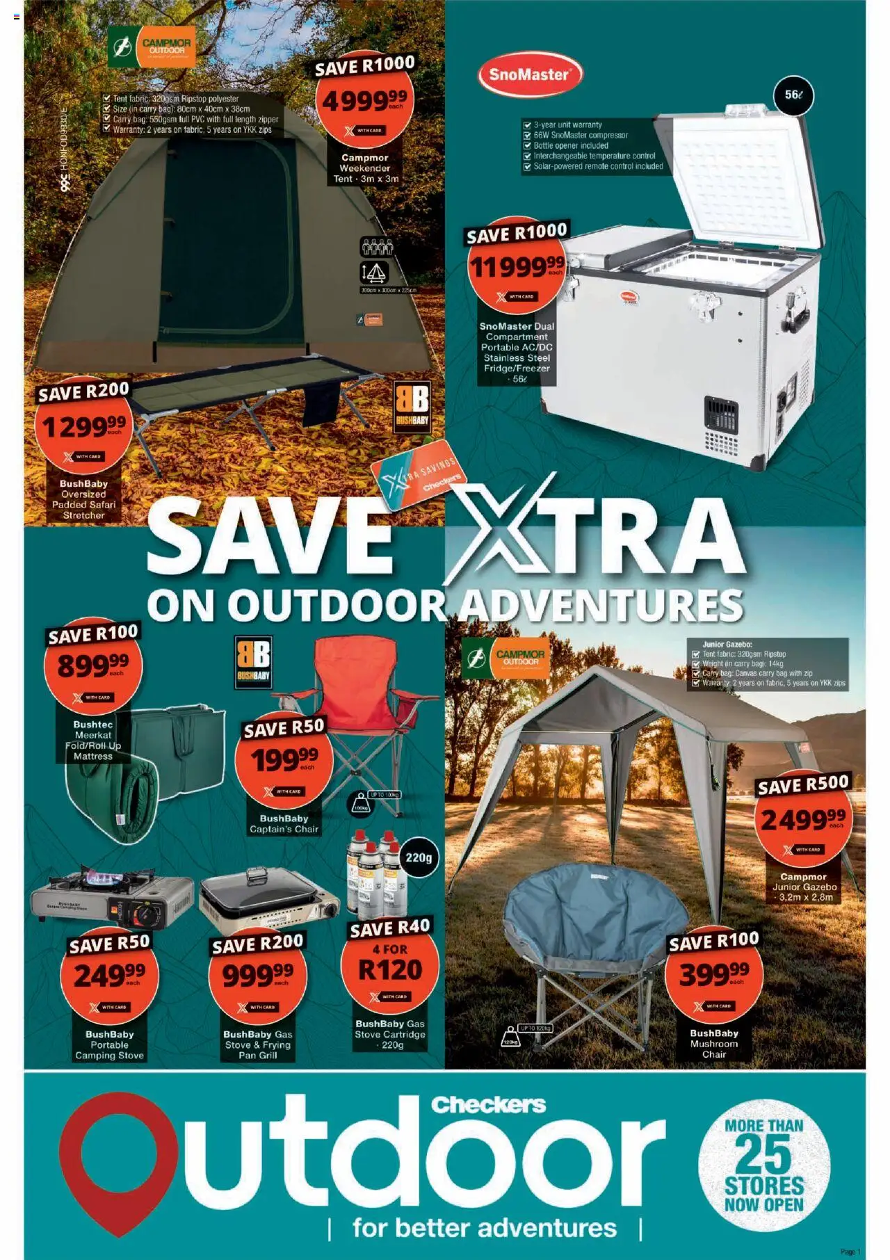 Checkers Outdoor July Month-End Promotion 21/07 - 24/08/2025 >> Catalogue - Bag, Stove, Grill, Mattress, Tent, Remote, Gas stove, Canvas