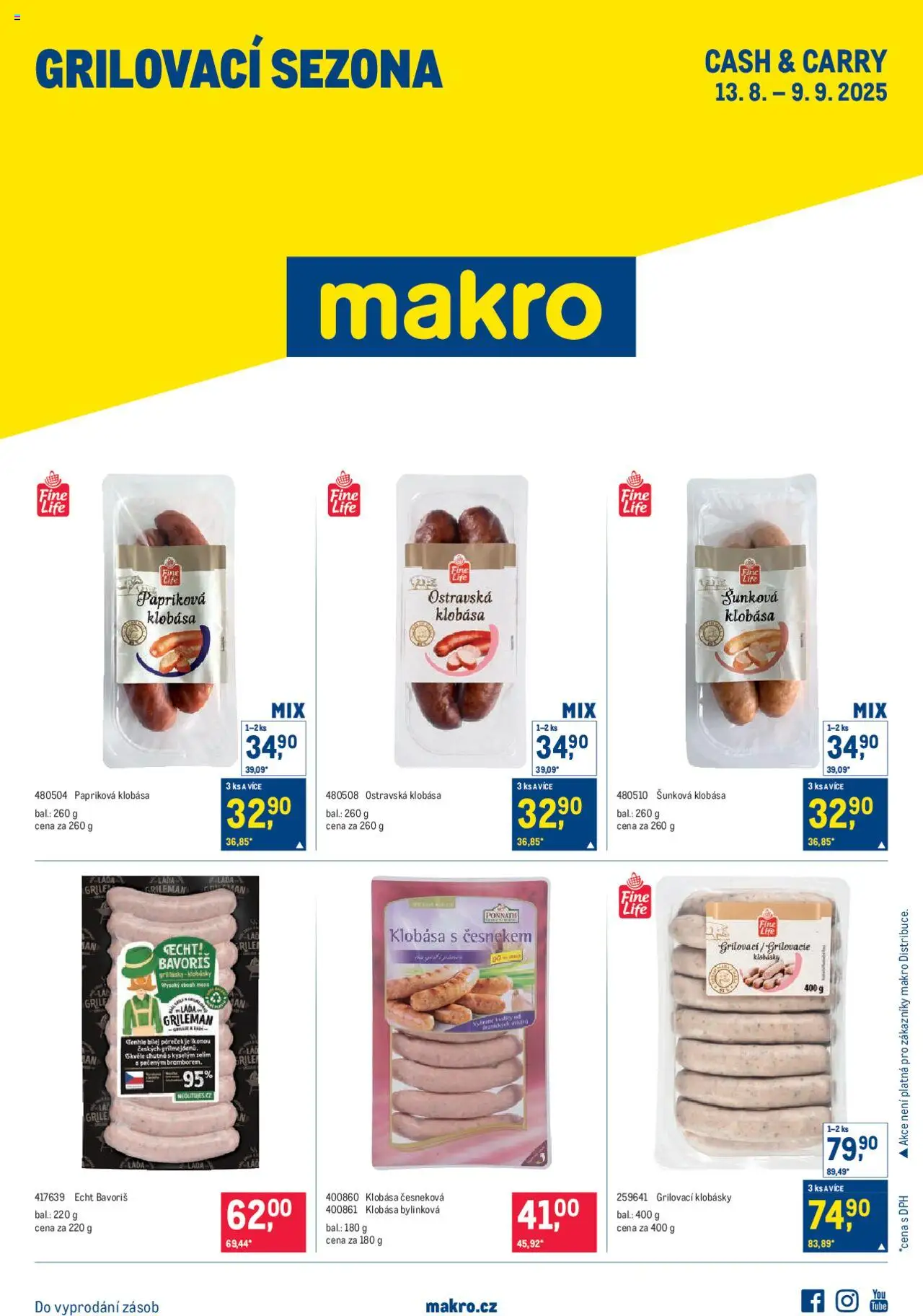  Makro Leták - Grilovací sezona od 13.08.2025 - Akce Makro - Gril, Klobása, Klobásky