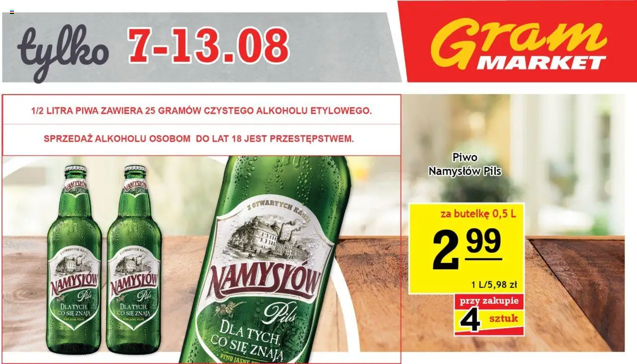 Gram Market Billboard od 07.08.2025 - Nowa Gazetka - Numer strony 1 - Piwo, Piwo Namysłów
