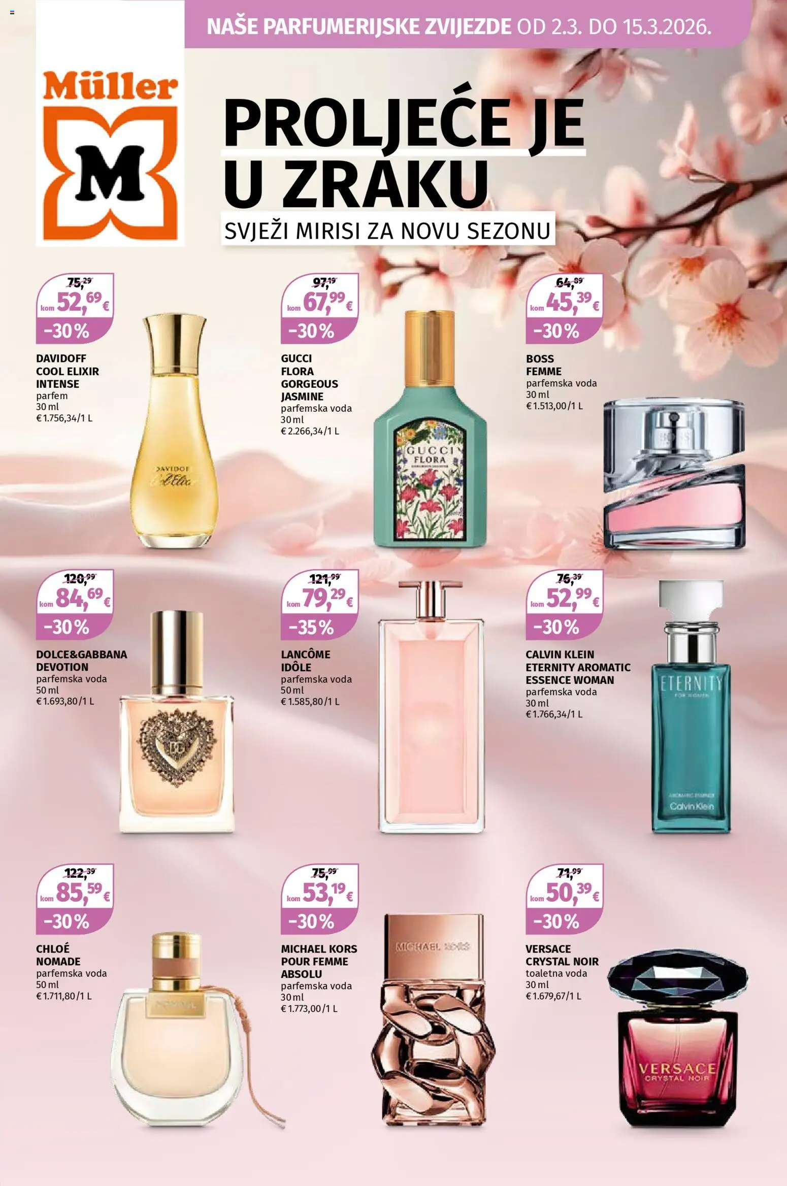 Pregled letka Parfumerijske zvijezde trgovine Müller vrijedi od 02.03.2026