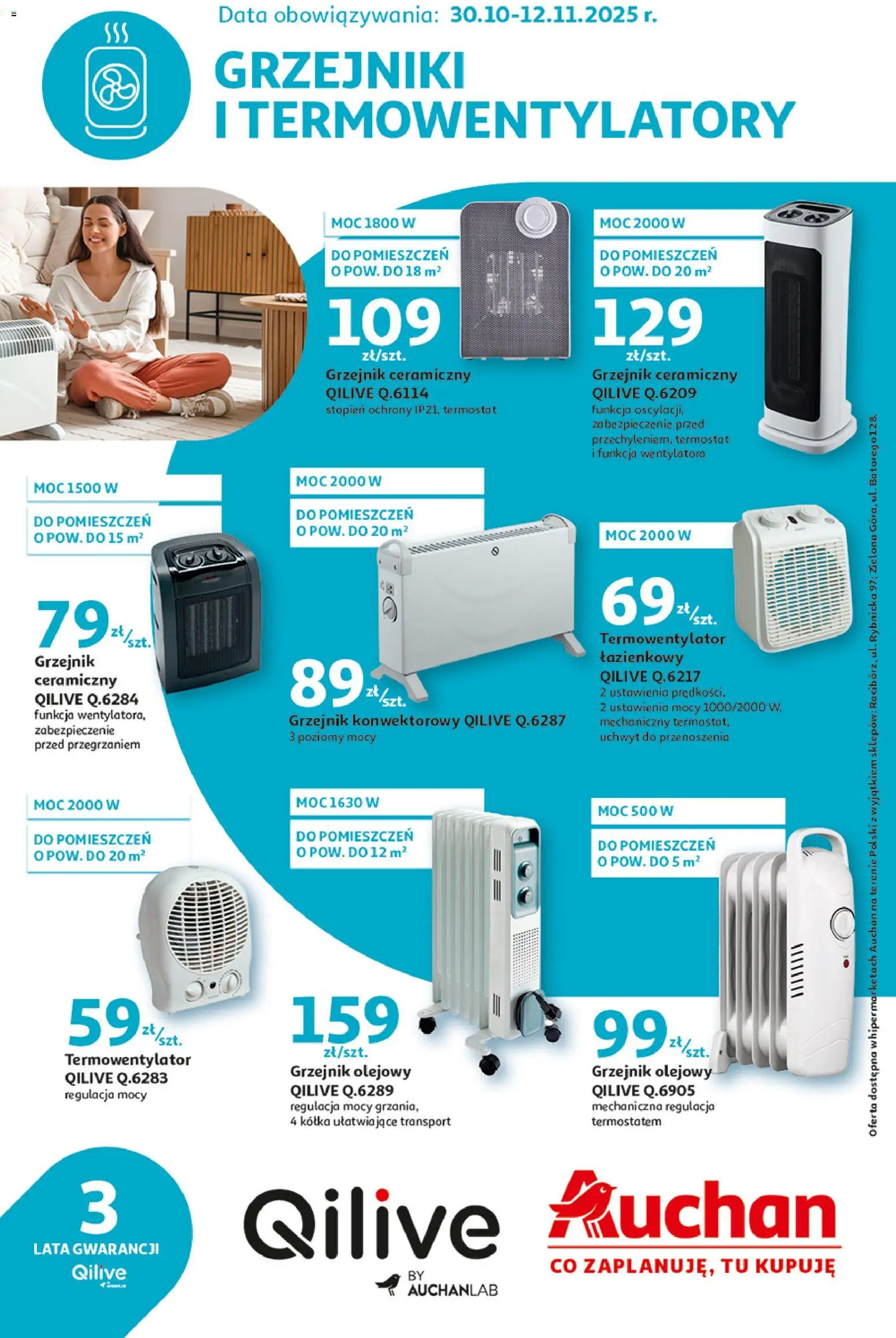 Pogląd gazetki "Grzejniki i termowentylatory" ze sklepu Auchan ważnej od 30.10.2025