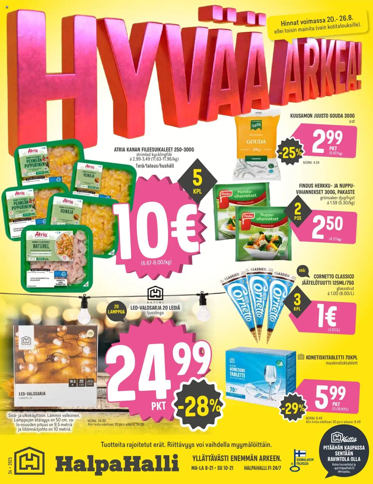 Halpa Halli-kaupan Tarjoukset voimassa 20/08/2025 - Sivulla 1 - Tabletti, Voi, Juusto, Hunaja