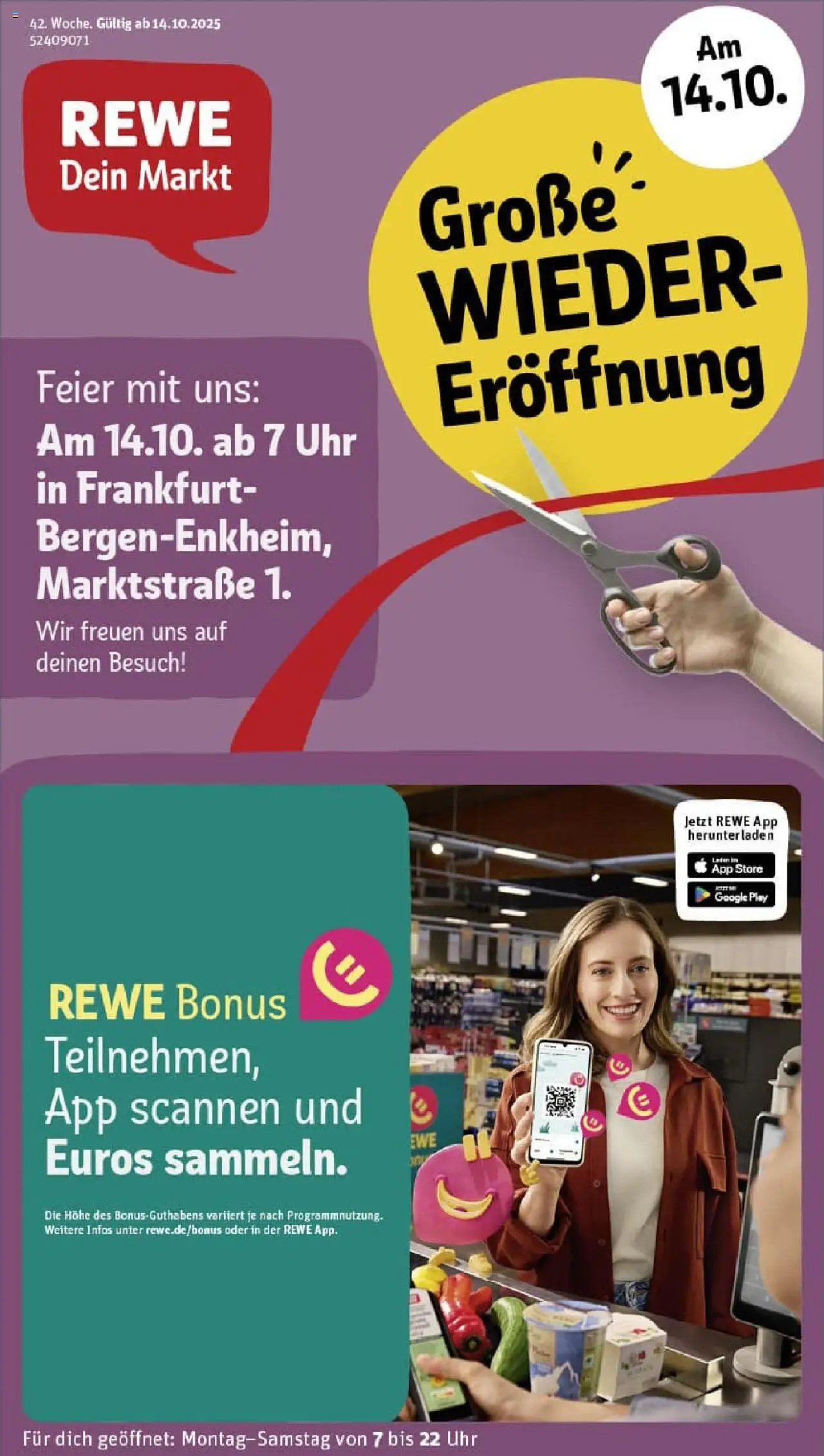 REWE Prospekt ab 13.10.2025 nächste Woche - Prospekt Frankfurt / Bergen-Enkheim	