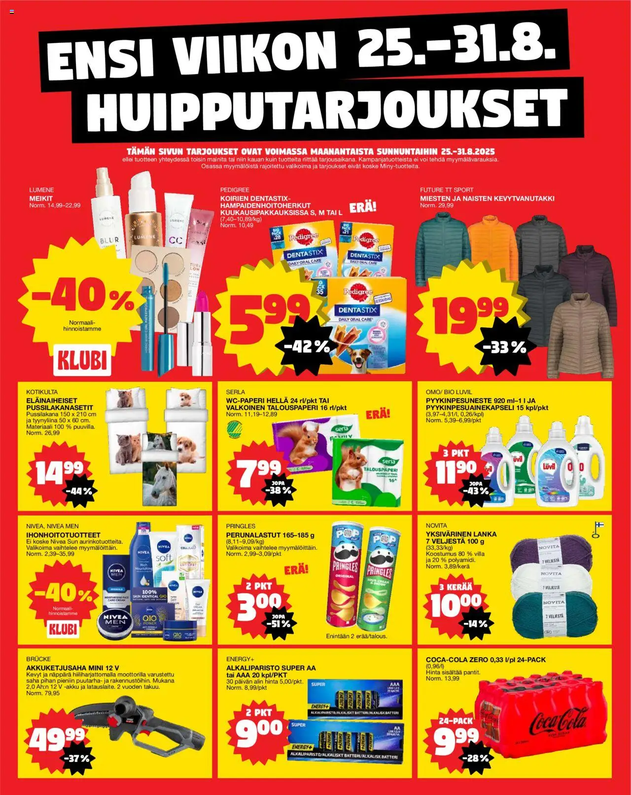 Tokmanni-kaupan Ensi viikon huipputarjoukset voimassa 25/08/2025 - Sivulla 1