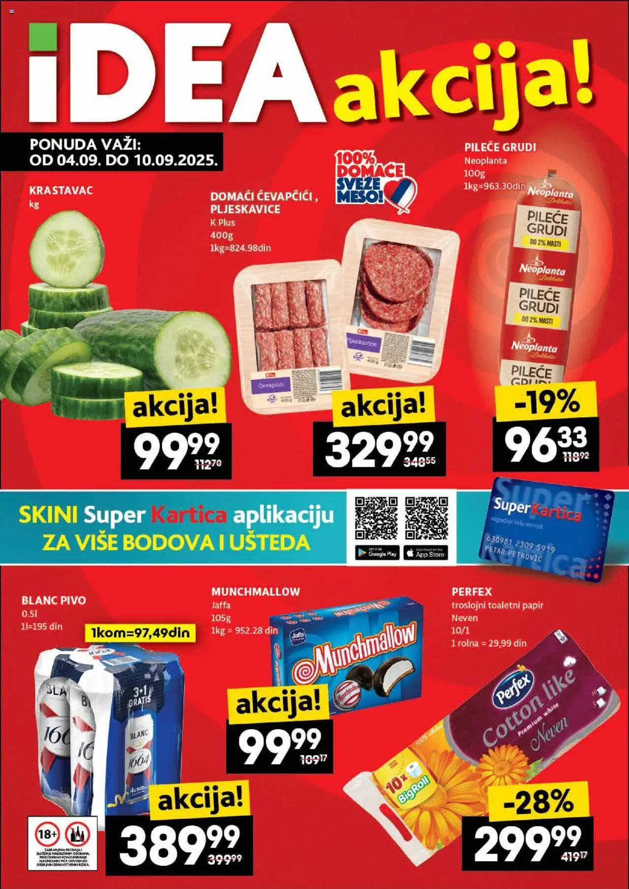 Idea katalog važi od 04.09.2025 - stranica 1 - Pica, Pivo, Pljeskavice, Krastavac, Munchmallow, Meso, Pileće grudi