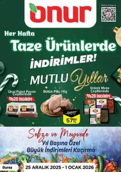 Onur Market Taze Ürünlerde İndirimler - Bursa 25.12.2025 - Broşürünün önizlemesi