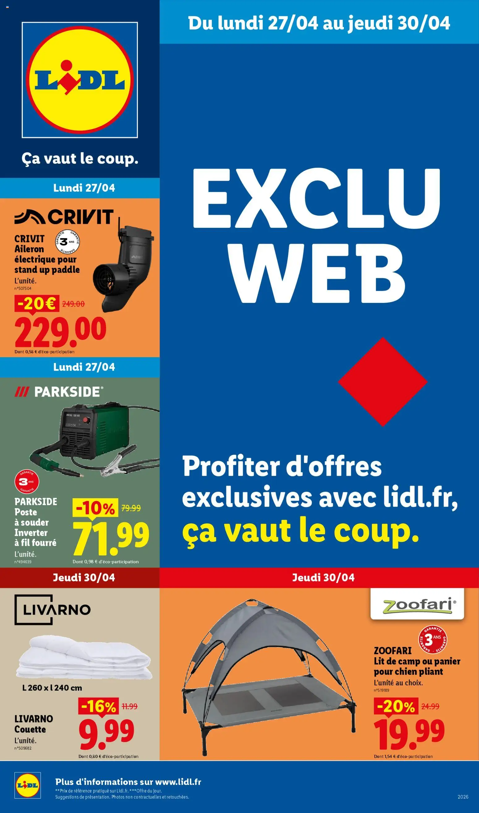 Prévisualisation de LIDL catalogue les bonnes affaires Exclu Web du magasin LIDL formulaire valide 27/04/2026