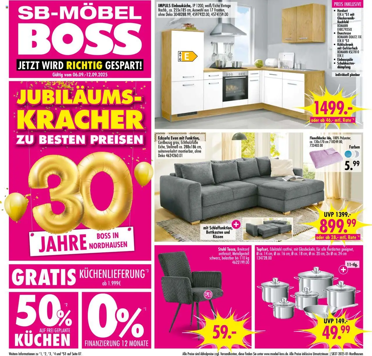 SB Möbel Boss Prospekt Nordhausen (vom 06.09.2025 - 12.09.2025)