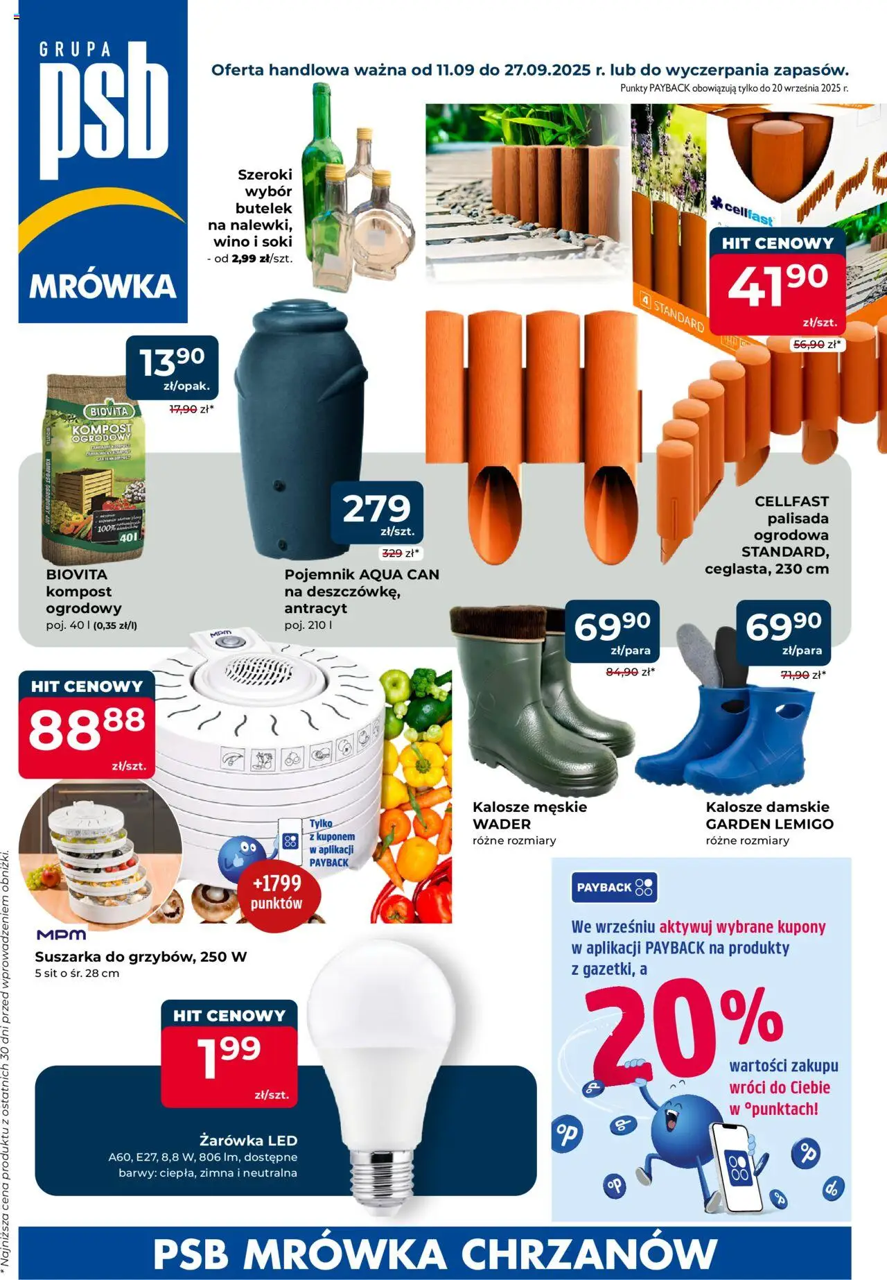 Pogląd gazetki "Chrzanów" ze sklepu Mrówka ważnej od 11.09.2025 - Kalosze damskie, Wino, Suszarka, Kalosze, Soki