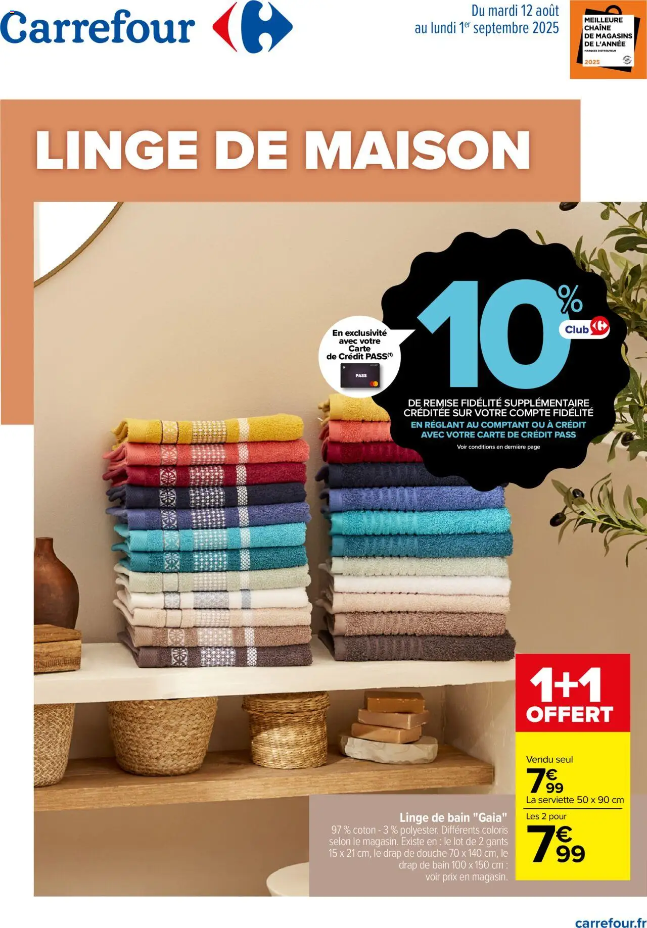 Catalogue linge de maison de la boutique Carrefour valable du 12/08/2025 - Page numéro 1