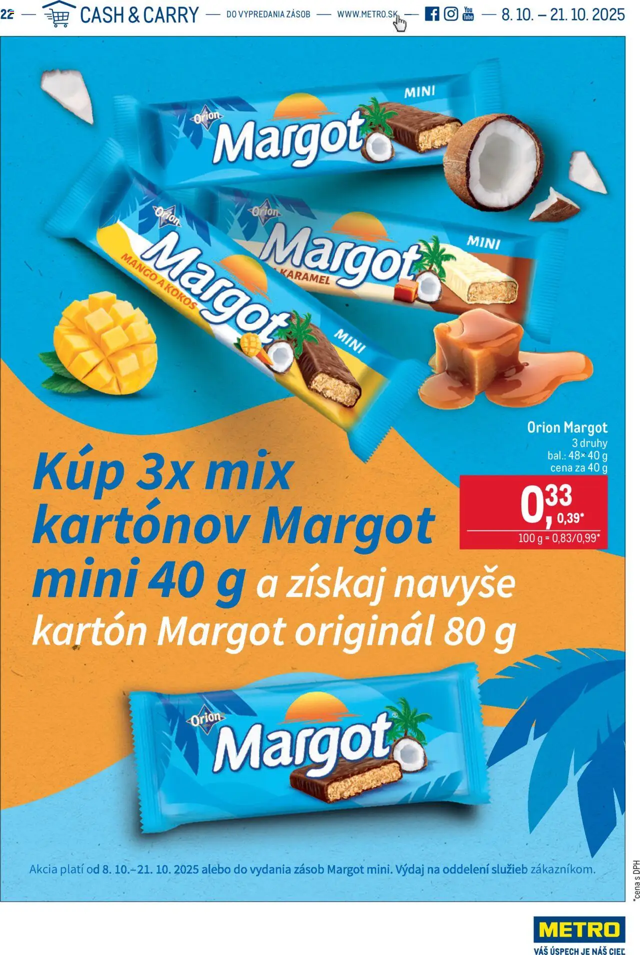 Metro Kúp 3 kartóny Margot a získaj ďalší zadarmo (08.10. - 21.10.2025) - Akčná ponuka
