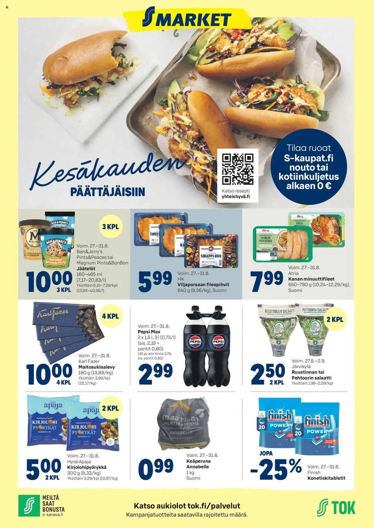 S-market-kaupan Tarjoukset - Kesäkauden päättäjäis voimassa 27/08/2025 - Sivulla 1
