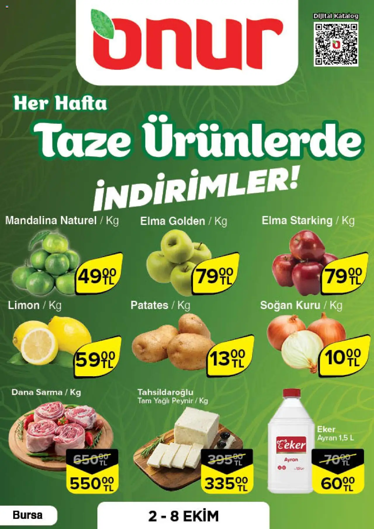 ONUR MARKET Taze Ürünlerde İndirimler - Bursa (02 Ekim 2025) - Indirim, Broşür - Sayfa numarası 1