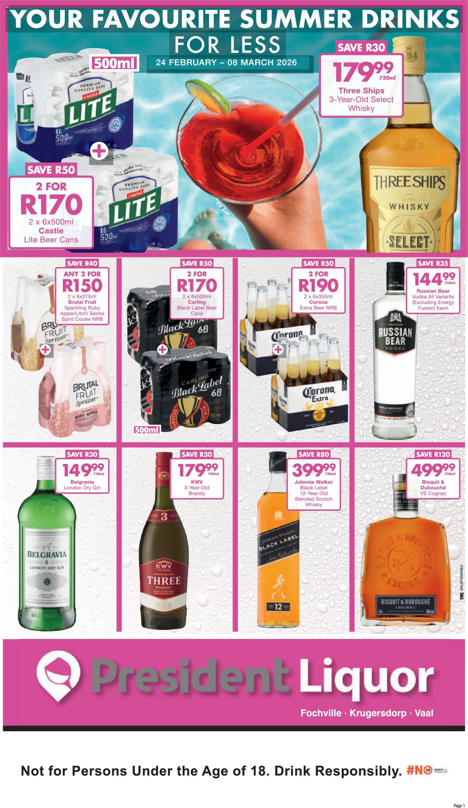 Preview of President Hyper flyer valid from 24/02/2026 - Gin, Fruit, Brandy, Vodka, Cognac, Beer, Cooler
