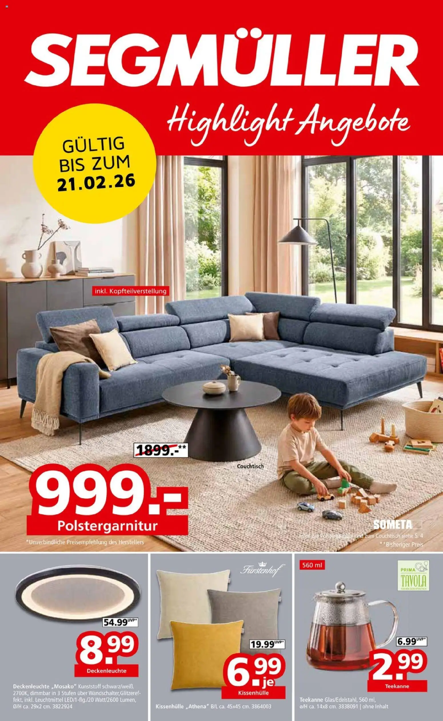 Vorschau von dem Prospekt des Geschäftes Segmüller, gültig ab dem 31.01.2026 - Couchtisch, Teekanne