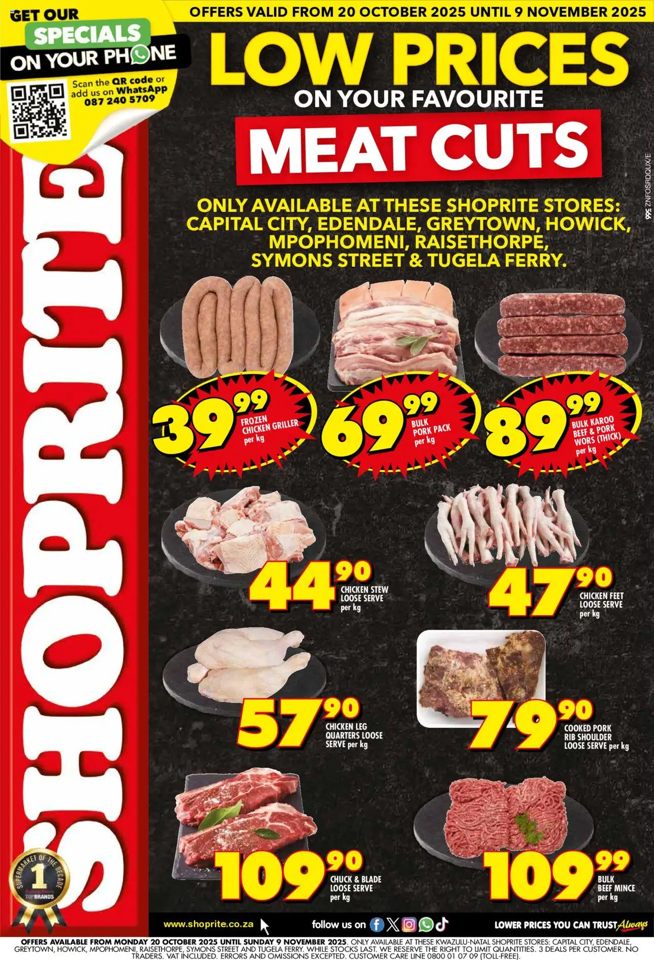 Shoprite KwaZulu-Natal - Low Prices Meat Exclusive Selected Stores 20/10 - 09/11/2025 >> Catalogue