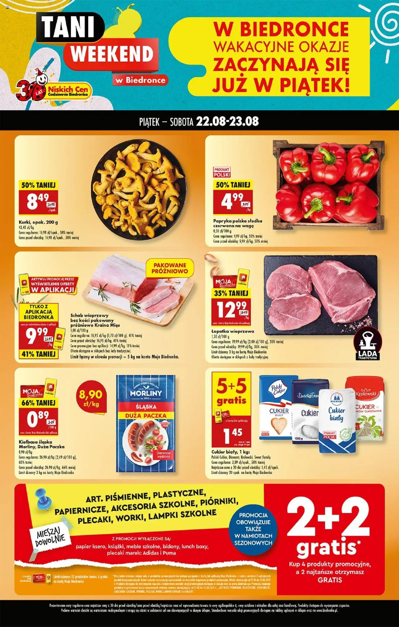Biedronka gazetka promocyjna 22.08.2025 - "Tani weekend" - Numer strony 1
