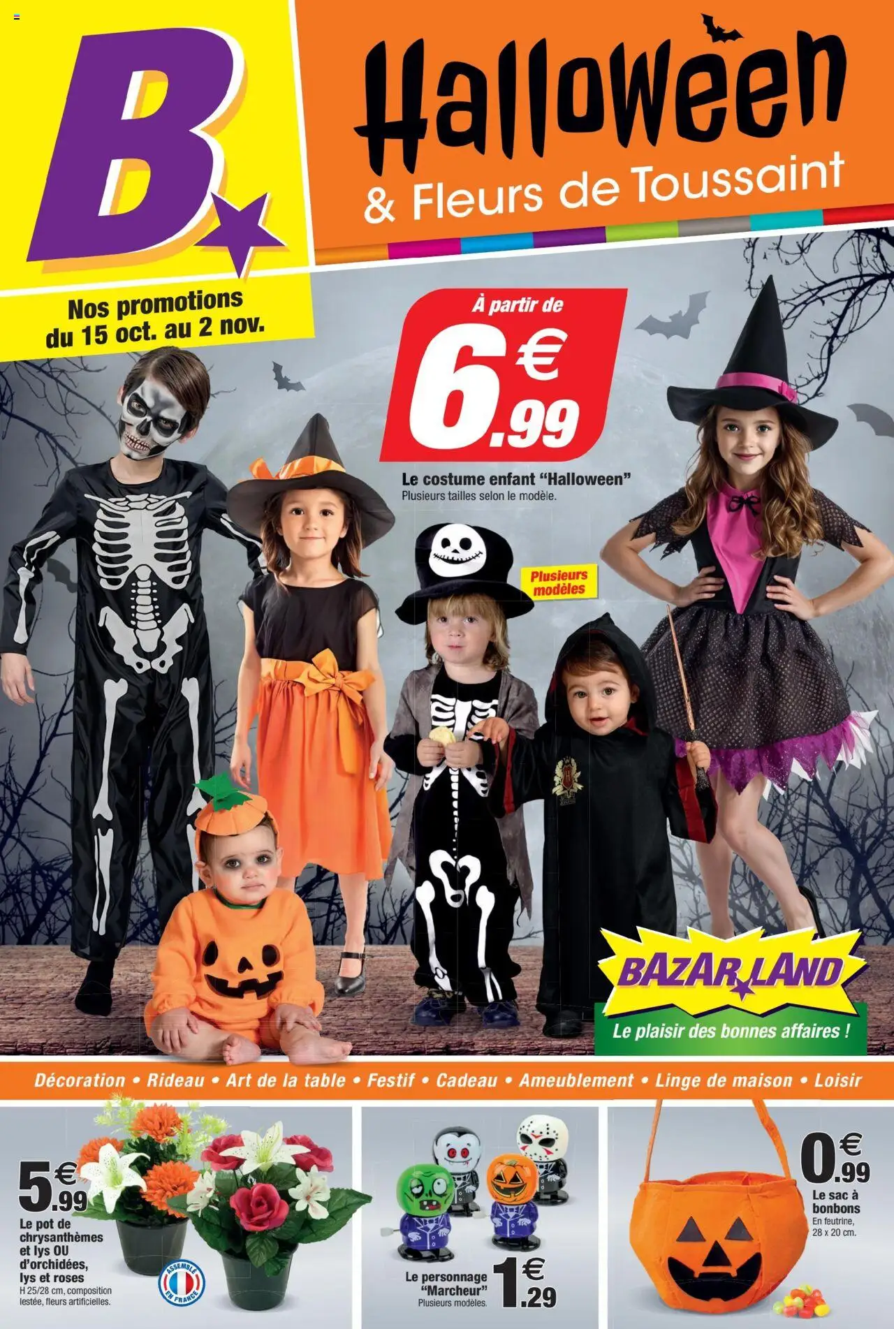 Catalogue Halloween/Toussaint de la boutique Bazarland valable du 15/10/2025 - Page numéro 1