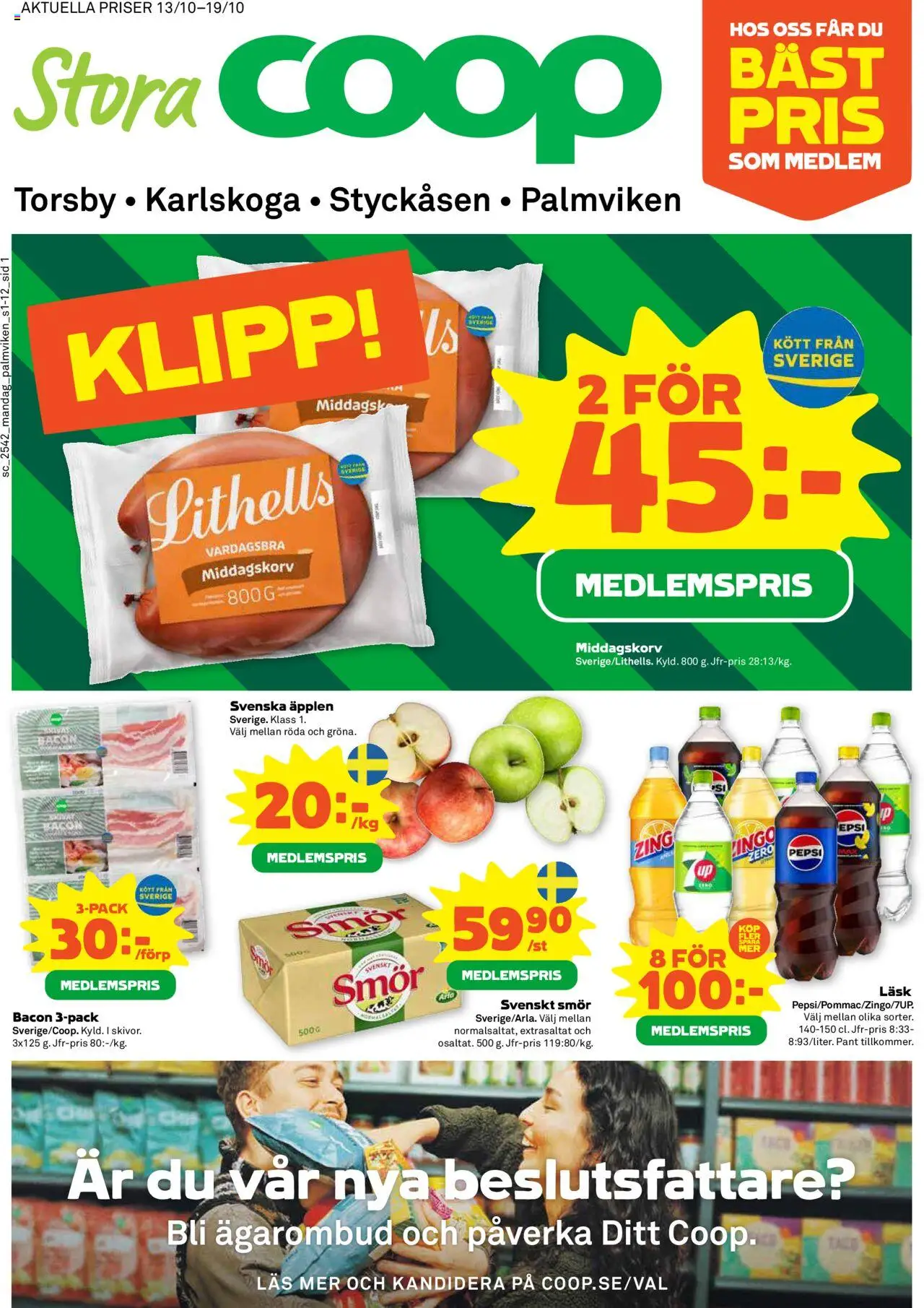 Aktuella reklamblad Stora Coop är giltig 13/10 2025 > Veckans Erbjudanden gäller från 13/10/2025 till 19/10/2025 sidnummer 1