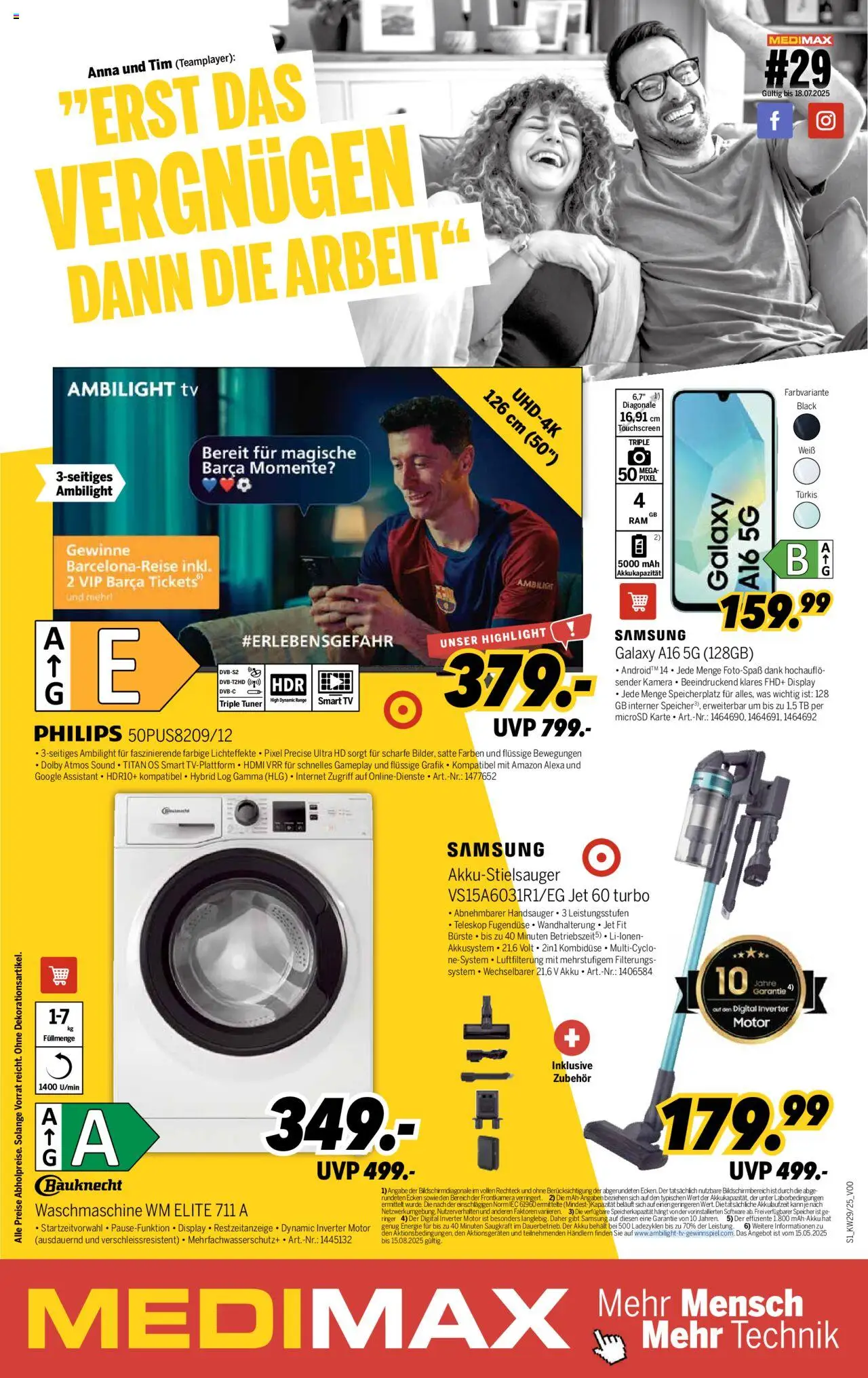 Medimax Prospekt (vom 11.07.2025 - 18.07.2025) - Samsung, Waschmaschine, TV, Philips, Smart TV, Bürste