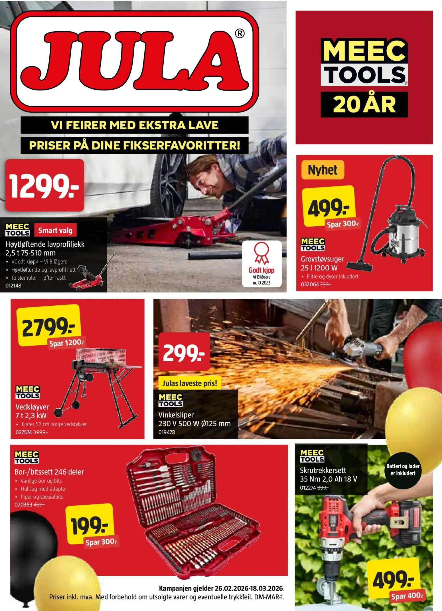 Forhåndsvis Kundeavis fra butikk Jula gyldig fra 26/02/2026 - Adapter, Vedkløyver, Batteri