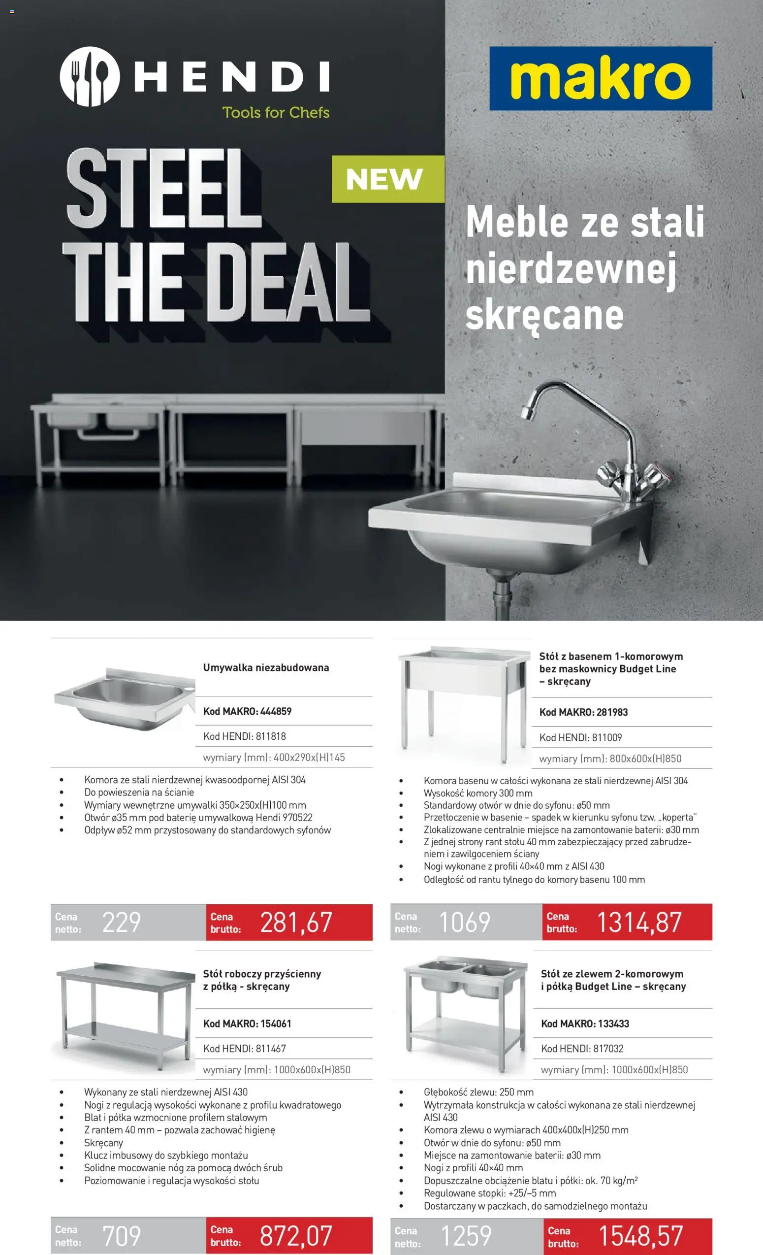 Pogląd gazetki "Makro gazetka - Meble Hendi" ze sklepu Makro ważnej od 18.03.2026 - Półka, Umywalka, Stół, Baterie