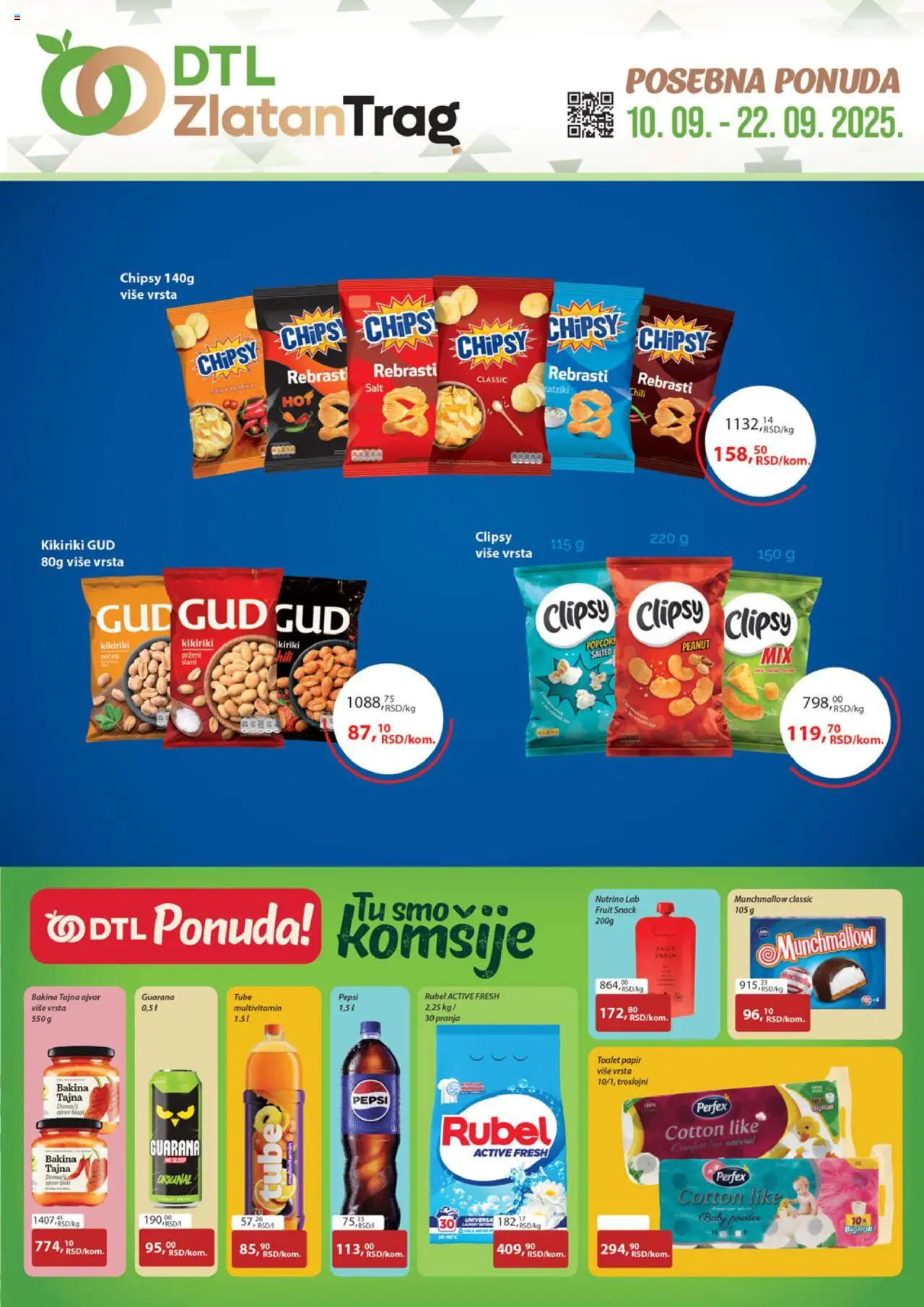 Zlatan Trag katalog važi od 10.09.2025 - stranica 1 - Ajvar, Guarana, Kikiriki, Pepsi, Munchmallow, Multivitamin, Toalet papir