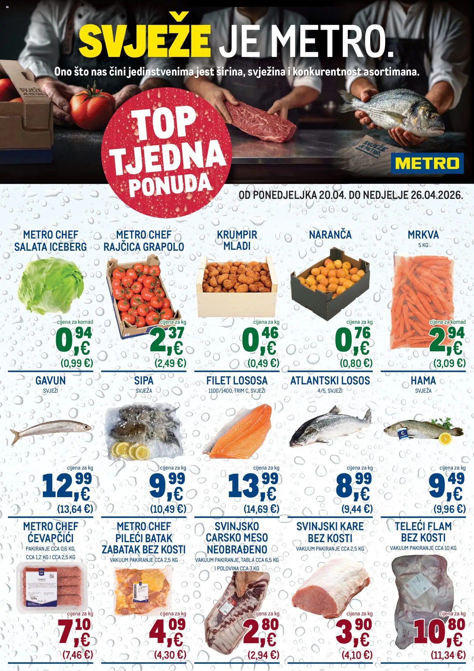 Pregled letka Metro - Top tjedna ponuda trgovine Metro vrijedi od 20.04.2026