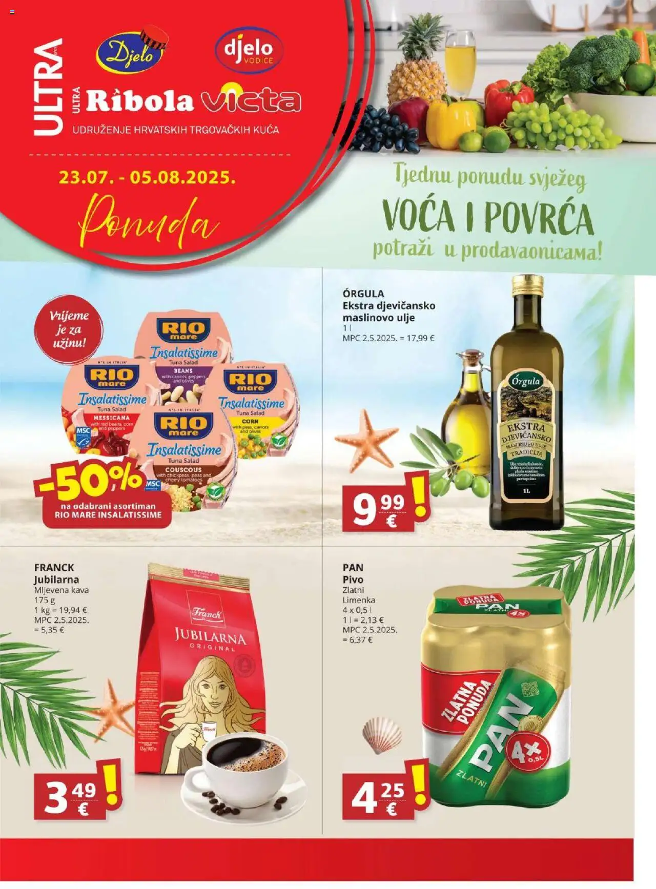 Ultra Gros aktualni Katalog vrijedi od 23.07.2025 - tjedna akcija broj stranice 1 - Ekstra djevičansko maslinovo ulje, Mljevena kava, Rio Mare, Ulje, Kava, Maslinovo ulje, Pivo, Tuna