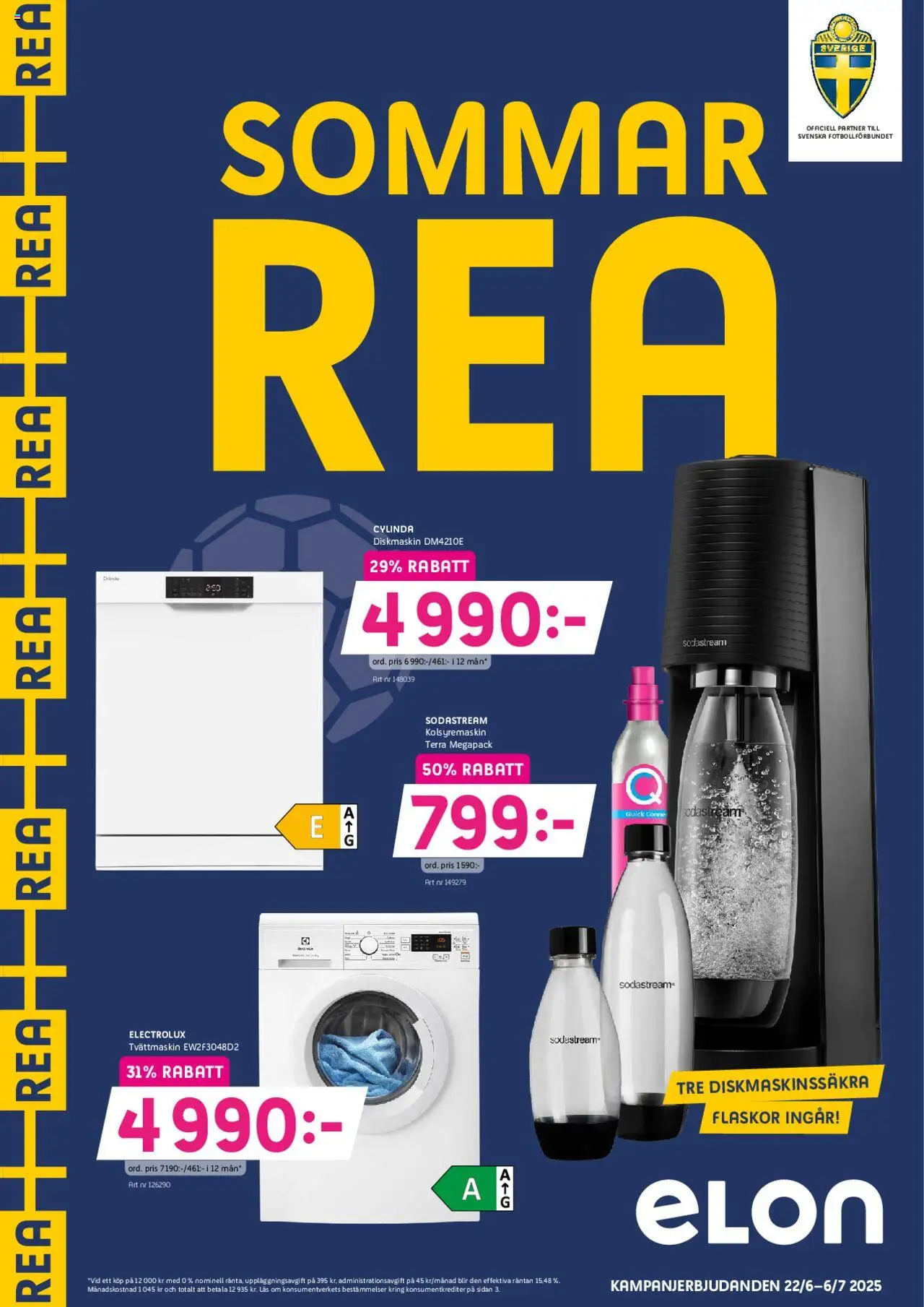Aktuella reklamblad Elon är giltig 22/06 2025 > Veckans Erbjudanden gäller från 22/06/2025 till 06/07/2025 sidnummer 1 - Tvättmaskin, Diskmaskin, Sodastream, Kolsyremaskin