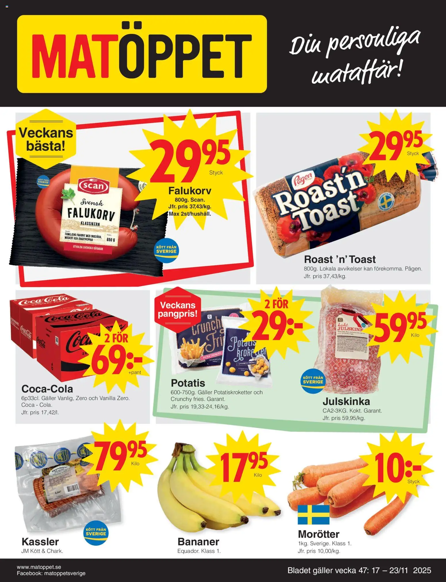 Förhandsgranska reklamblad Aktuella reklamblad Matöppet från butik Matöppet gäller från 17/11/2025