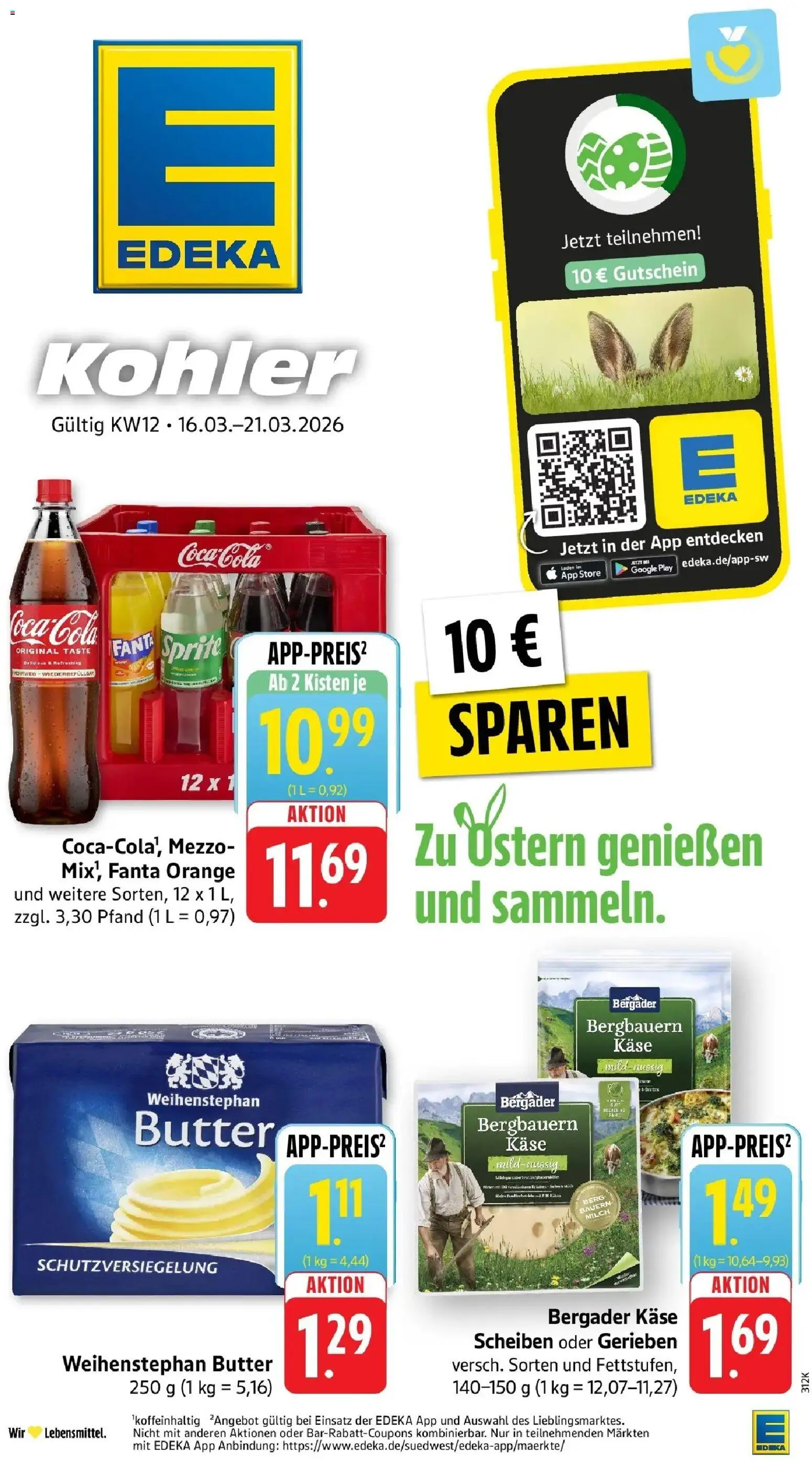 Vorschau von dem Prospekt des Geschäftes E center, gültig ab dem 16.03.2026 - Butter, Käse, Coca cola, LG, Cola, Fanta, Sprite, Weihenstephan butter