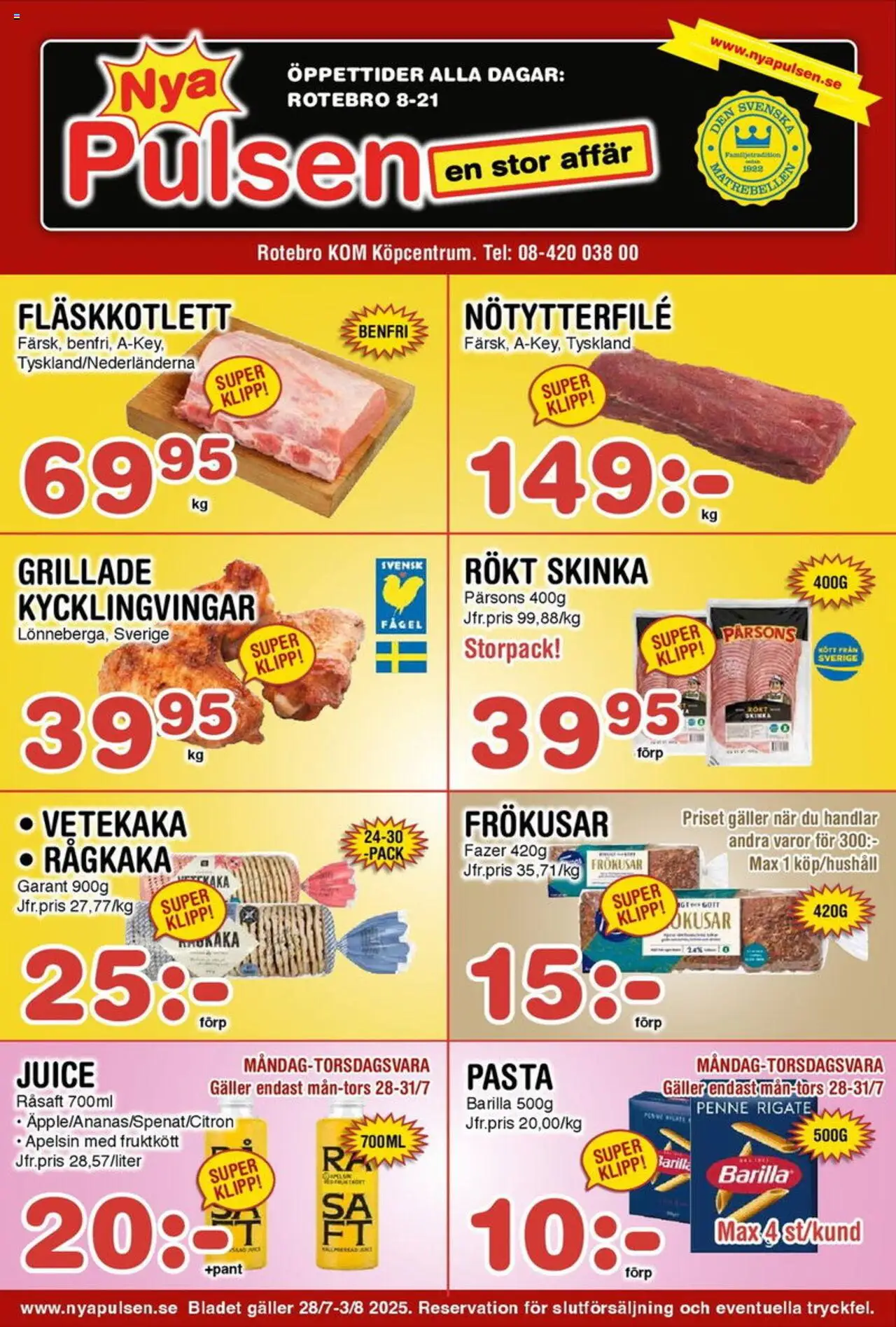 Aktuella reklamblad Nya Pulsen är giltig 28/07 2025 > Veckans Erbjudanden gäller från 28/07/2025 till 03/08/2025 sidnummer 1