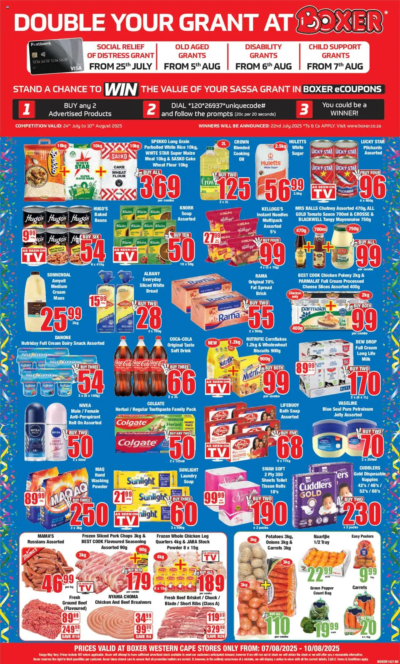 Boxer Western Cape - Weekly Specials from 07/08 - 10/08/2025 > Promotions - Chicken, Bread, Beans, Ribs, Soup, Beef, Spread, Seasoning