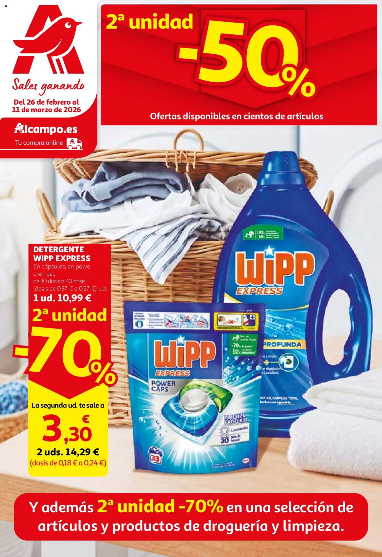 Vista previa del folleto de la tienda Alcampo válido desde el 26/02/2026 - Té, Detergente, Polvo
