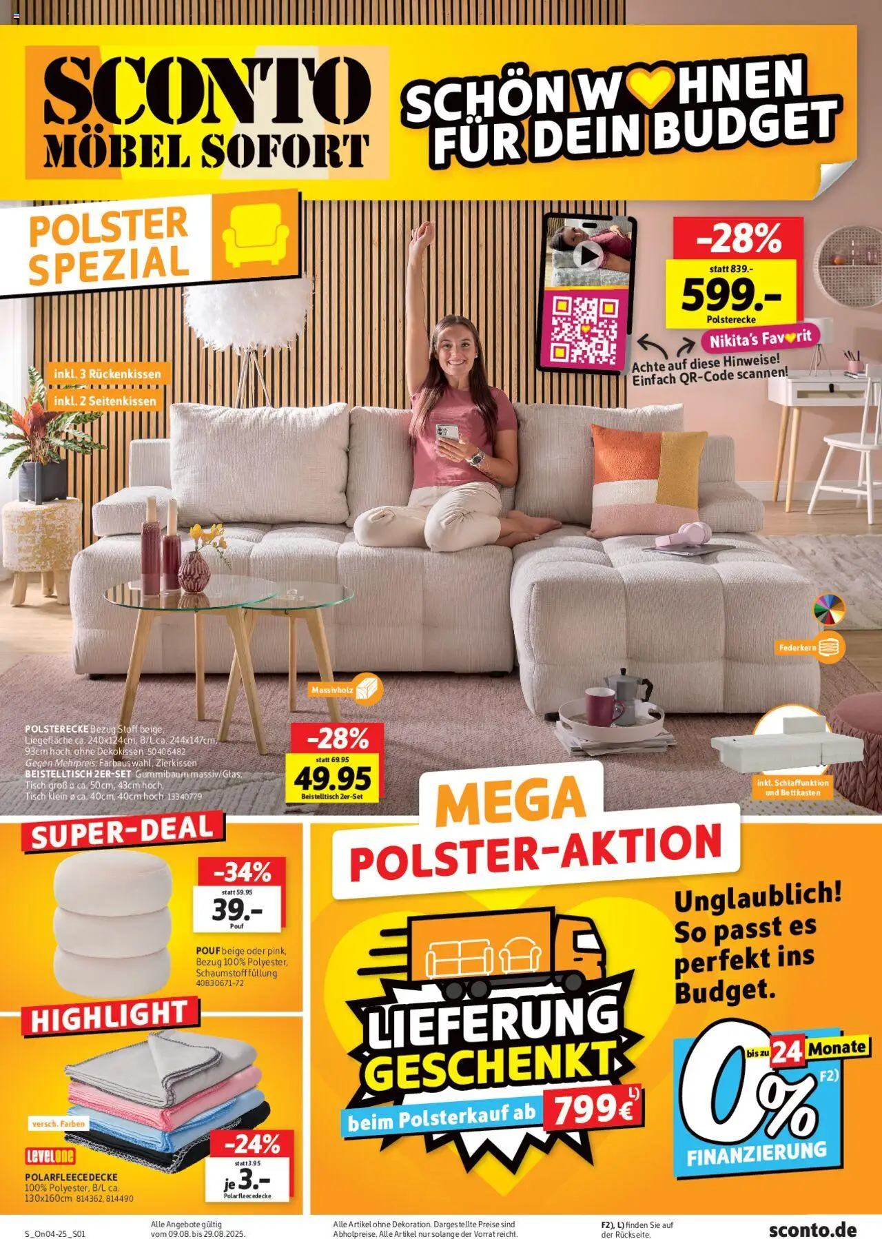 Sconto Prospekt (vom 09.08.2025 - 29.08.2025) - Beistelltisch, Tisch, Pouf