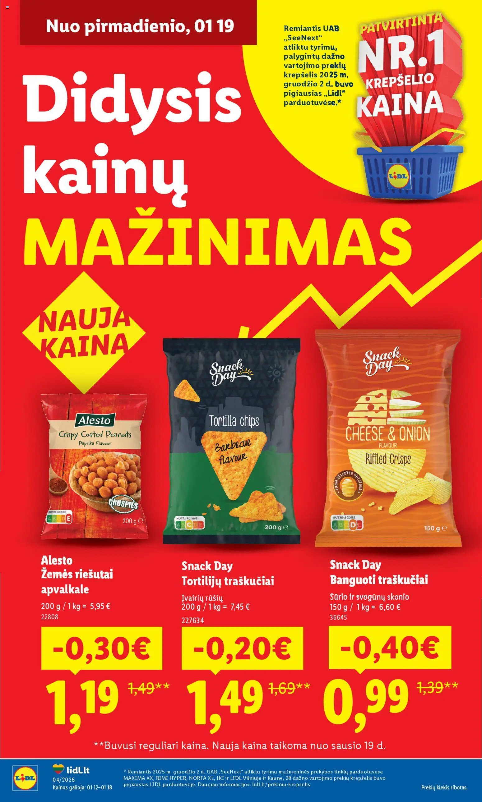 LIDL parduotuvės leidinio Leidinys - Didysis kainų mažinimas galiojančio nuo 2026.01.19 peržiūra
