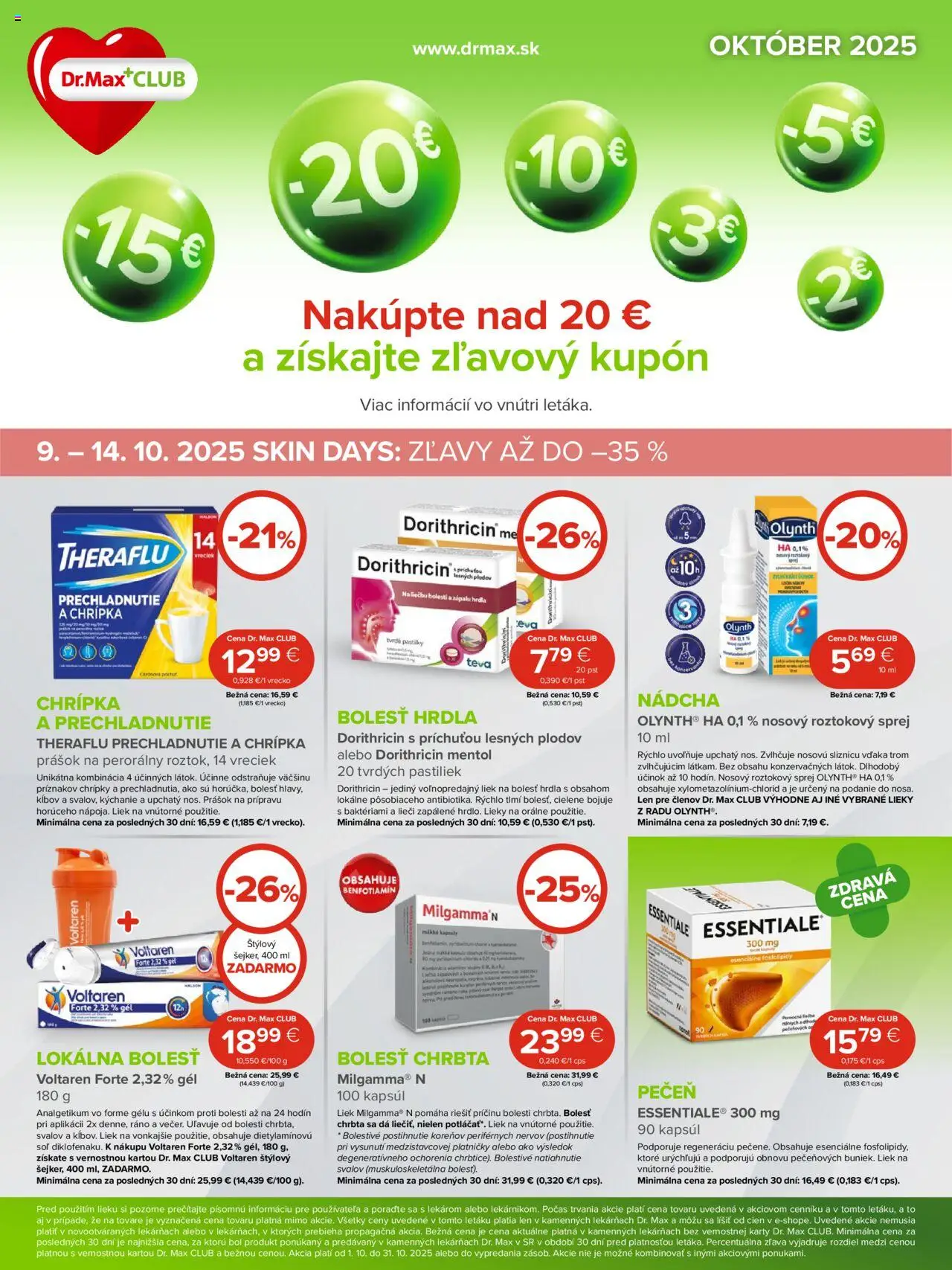 Náhľad Dr. Max letáku platného od 01.10.2025 - Theraflu, Pečeň, Soľ, Voltaren