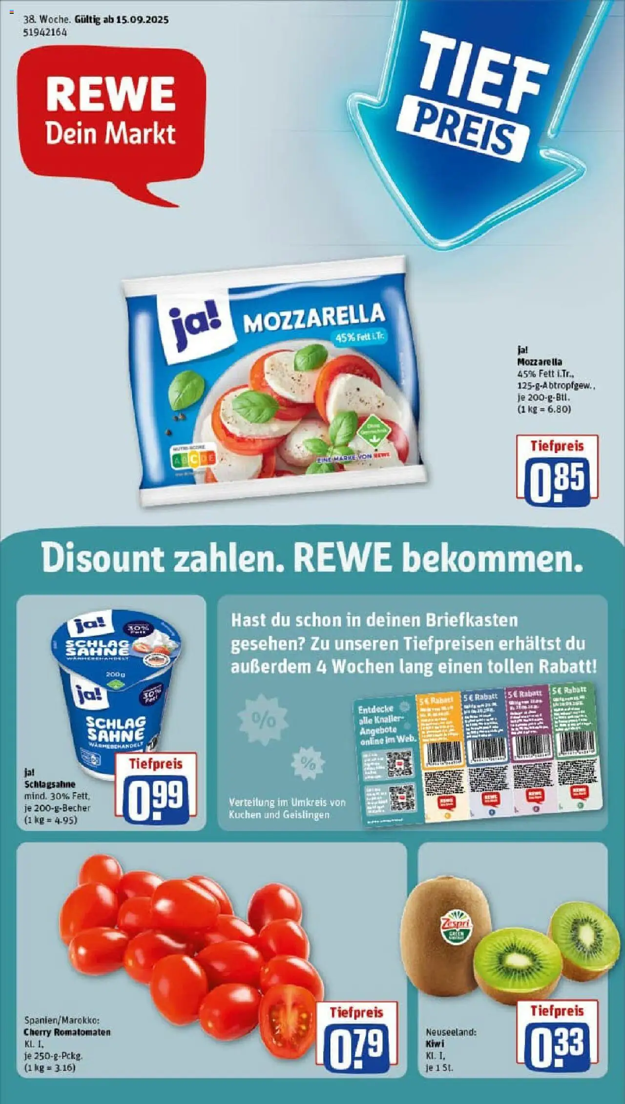 REWE Prospekt ab 14.09.2025 nächste Woche - Prospekt Kuchen	