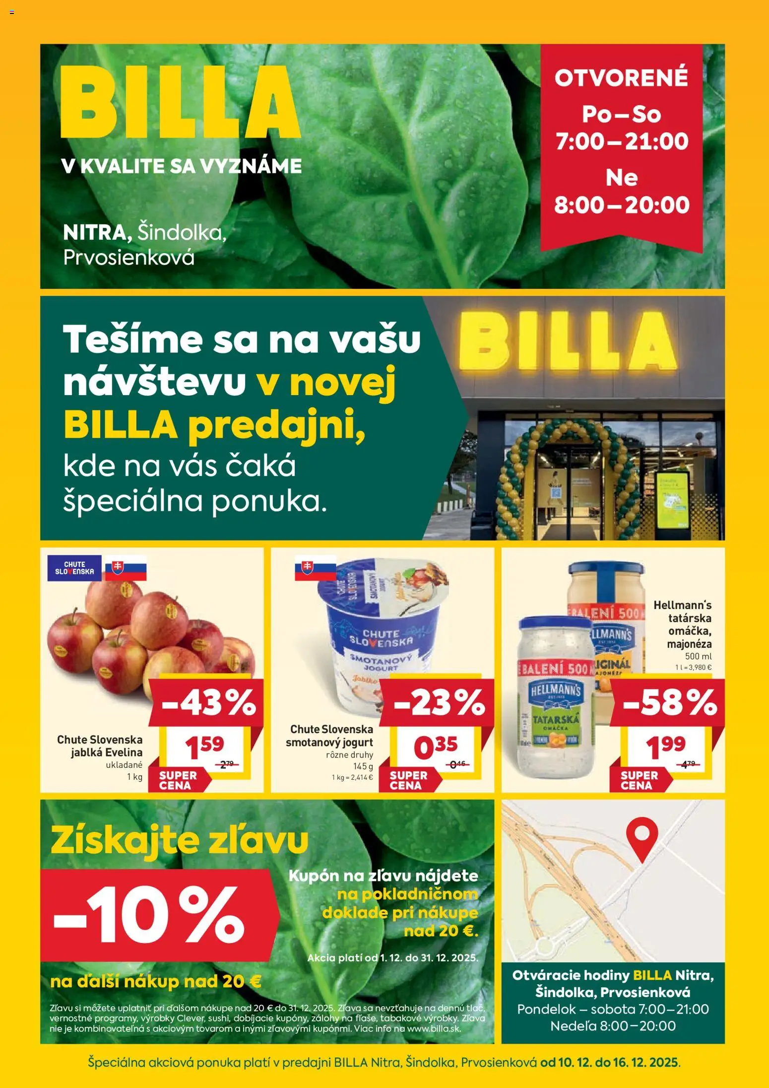 Náhľad Billa letáku platného od 10.12.2025 - Hodiny, Jogurt, Omáčka, Jablká