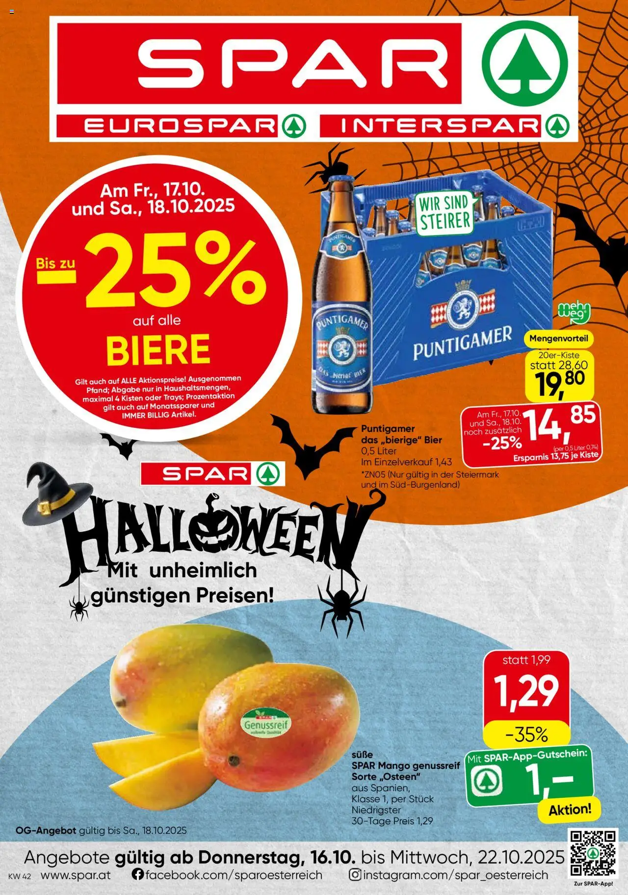  SPAR Flugblatt 16.10.2025 - Prospekt "Steiermark" - Seite 1