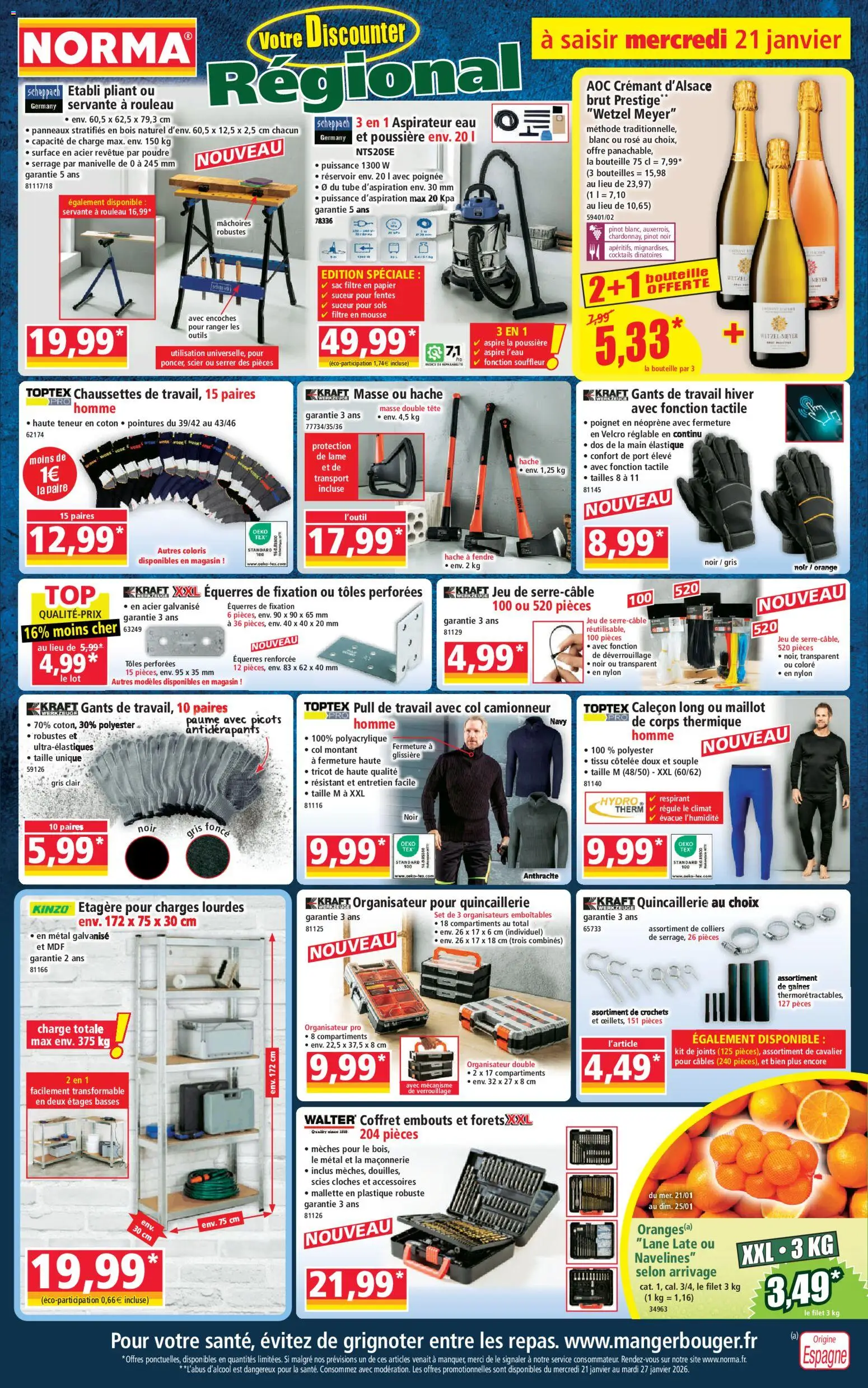 Prévisualisation de Catalogue du magasin Norma formulaire valide 21/01/2026 - Aspirateur, Crochets, Pull, Mousse, Pinot noir, Souffleur, Bouteille, Crémant