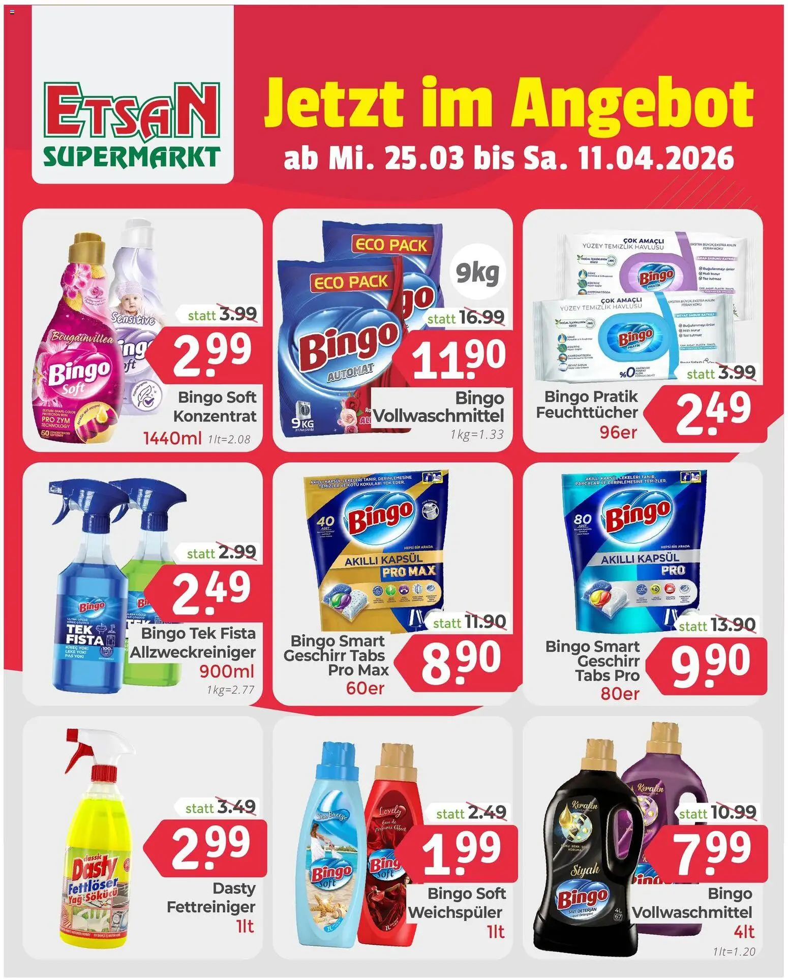Vorschau der Angebote: ETSAN ETSAN Flugblatt gültig ab 25.03.2026 - Rapsöl, Weichspüler