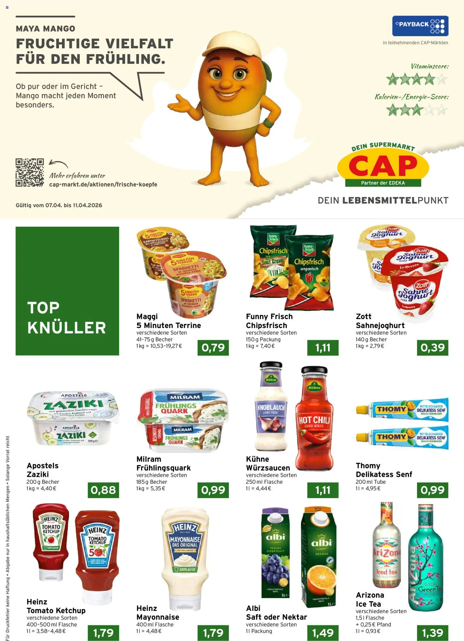 Vorschau von dem Prospekt des Geschäftes CAP Markt, gültig ab dem 07.04.2026 - Joghurt, Spaghetti, Maggi, Quark, Mayonnaise, Funny frisch, Saft, Milram
