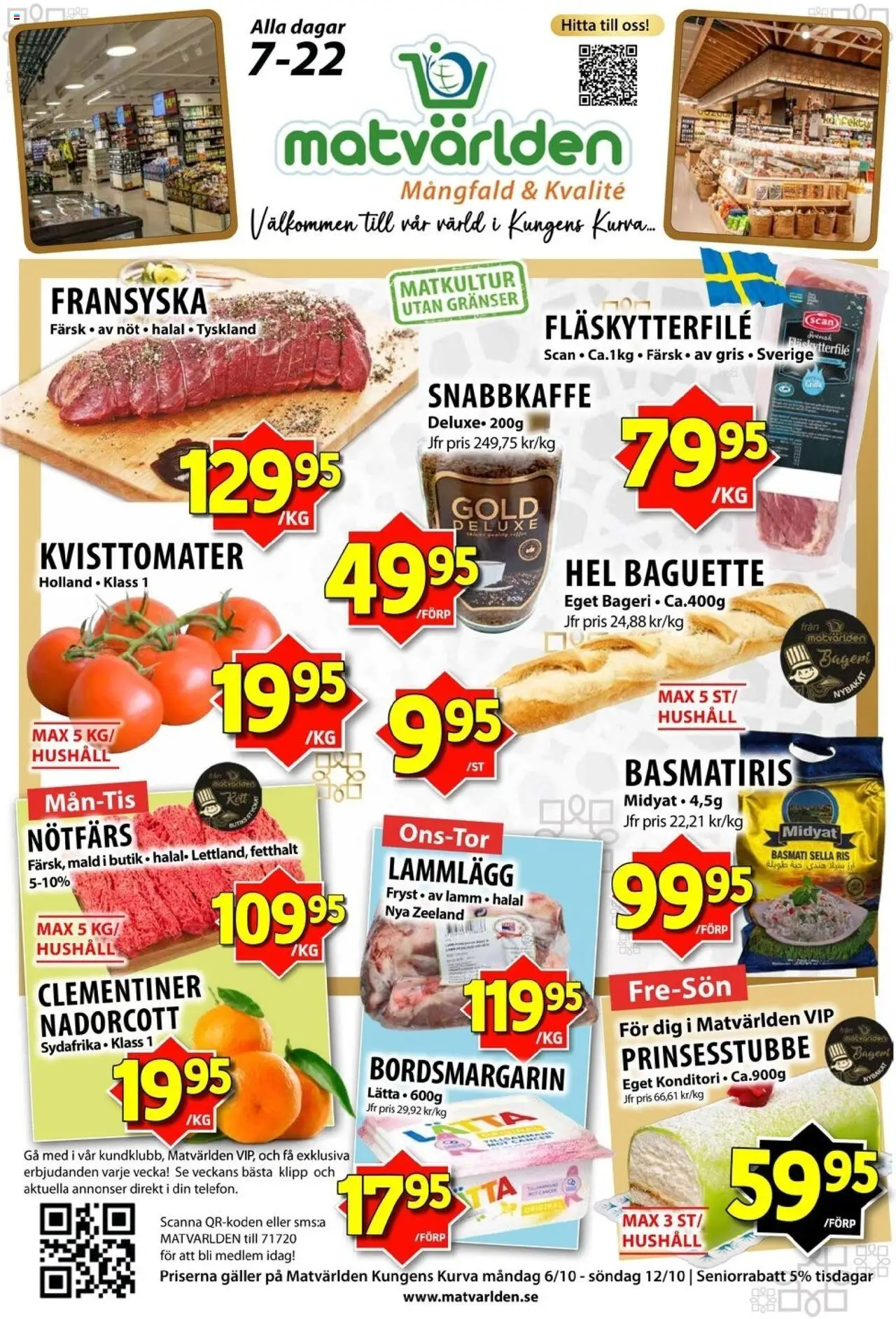 Aktuella reklamblad Matvärlden är giltig 06/10 2025 > Veckans Erbjudanden gäller från 06/10/2025 till 12/10/2025 sidnummer 1