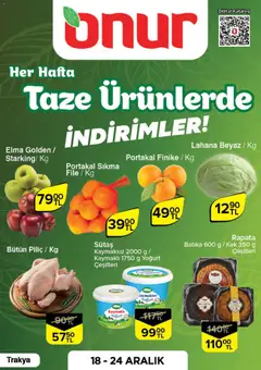 Onur Market Taze Ürünlerde İndirimler - Trakya 18.12.2025 - Broşürünün önizlemesi