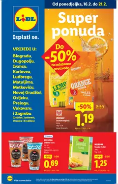 Pregled letka Super ponuda trgovine Lidl vrijedi od 16.02.2026