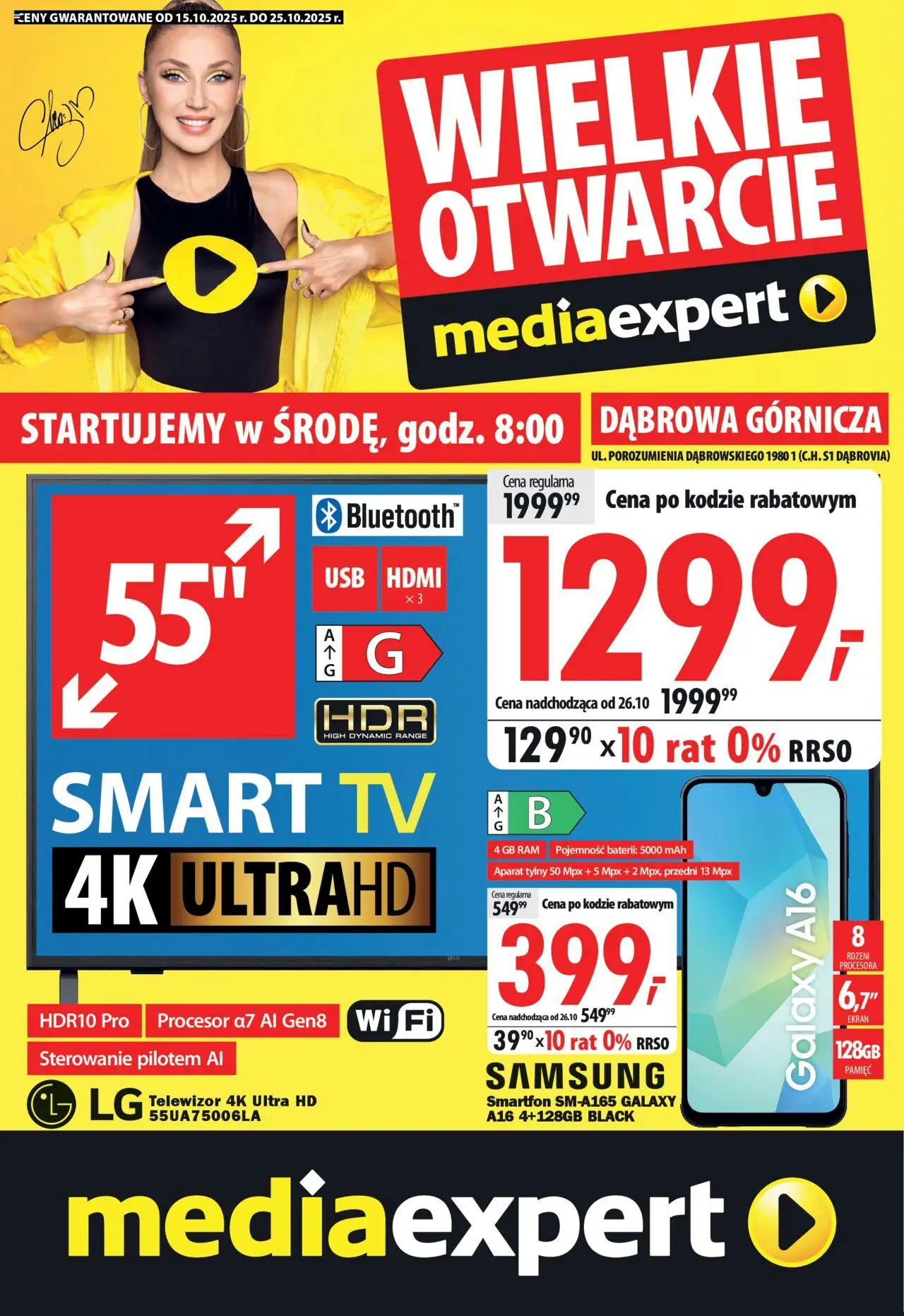 Pogląd gazetki "Wielkie otwarcie - Dąbrowa Górnicza" ze sklepu Mediaexpert ważnej od 15.10.2025 - Telewizor, Smartfon