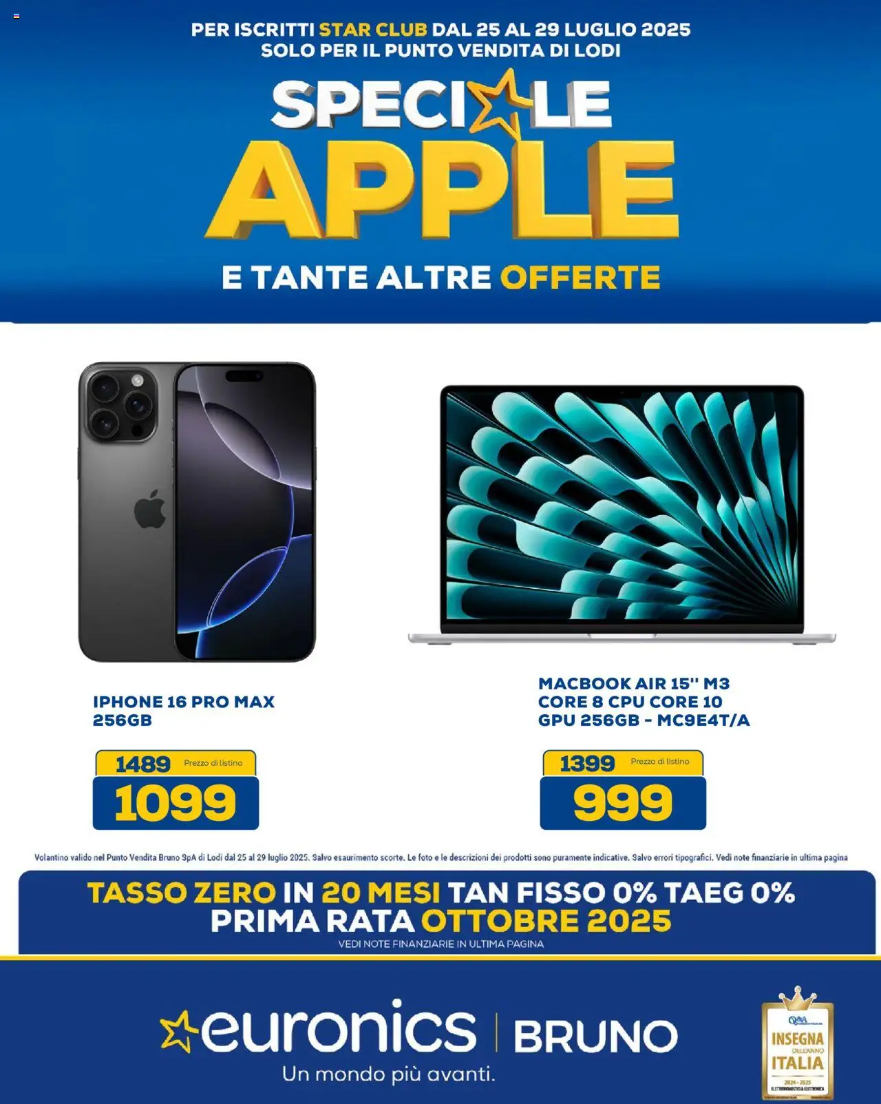 Volantino Euronics valido da 25/07/2025 numero di pagina 1